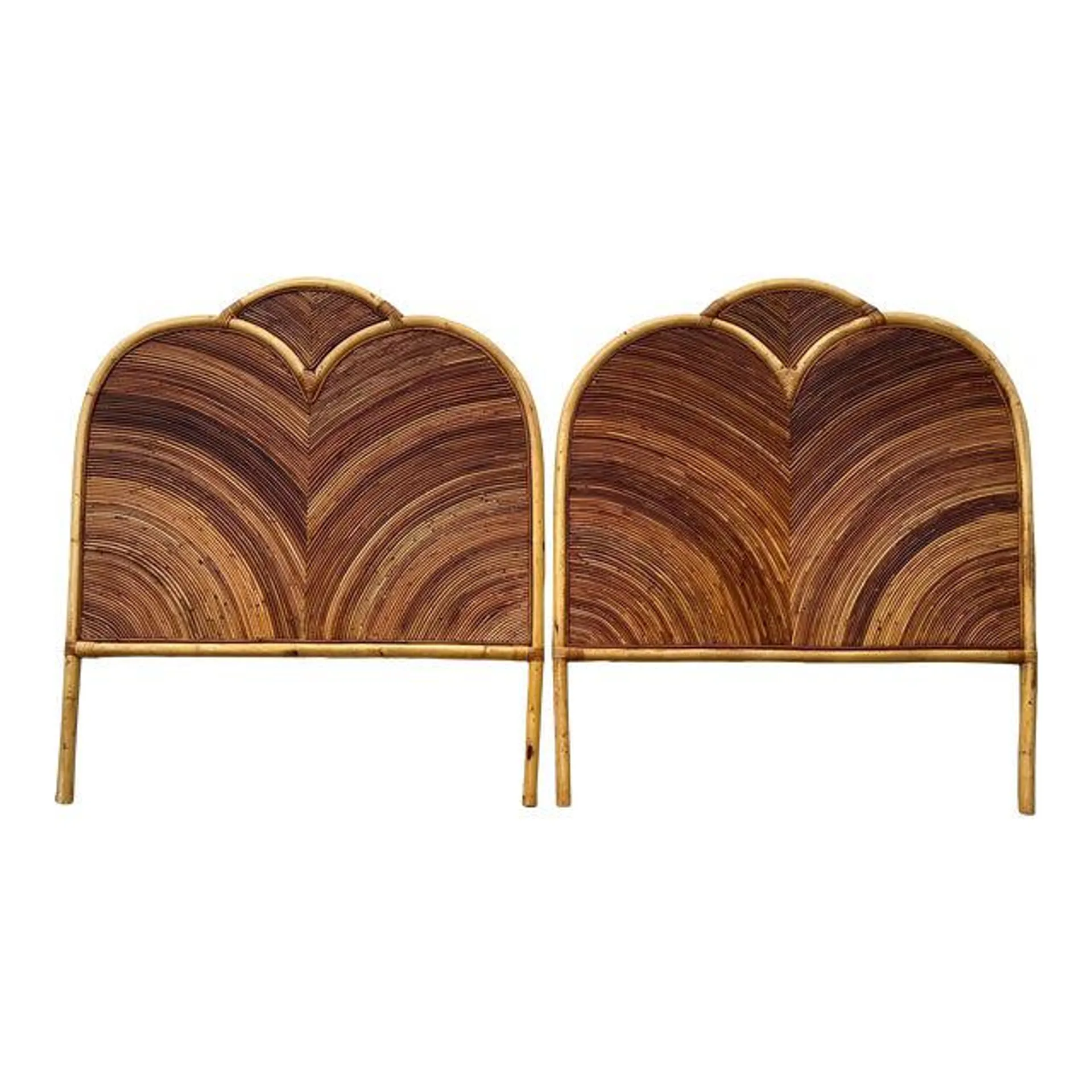1960s Pair of Rattan Pencil Reed Headboards in the Style of Gabriella Crespi