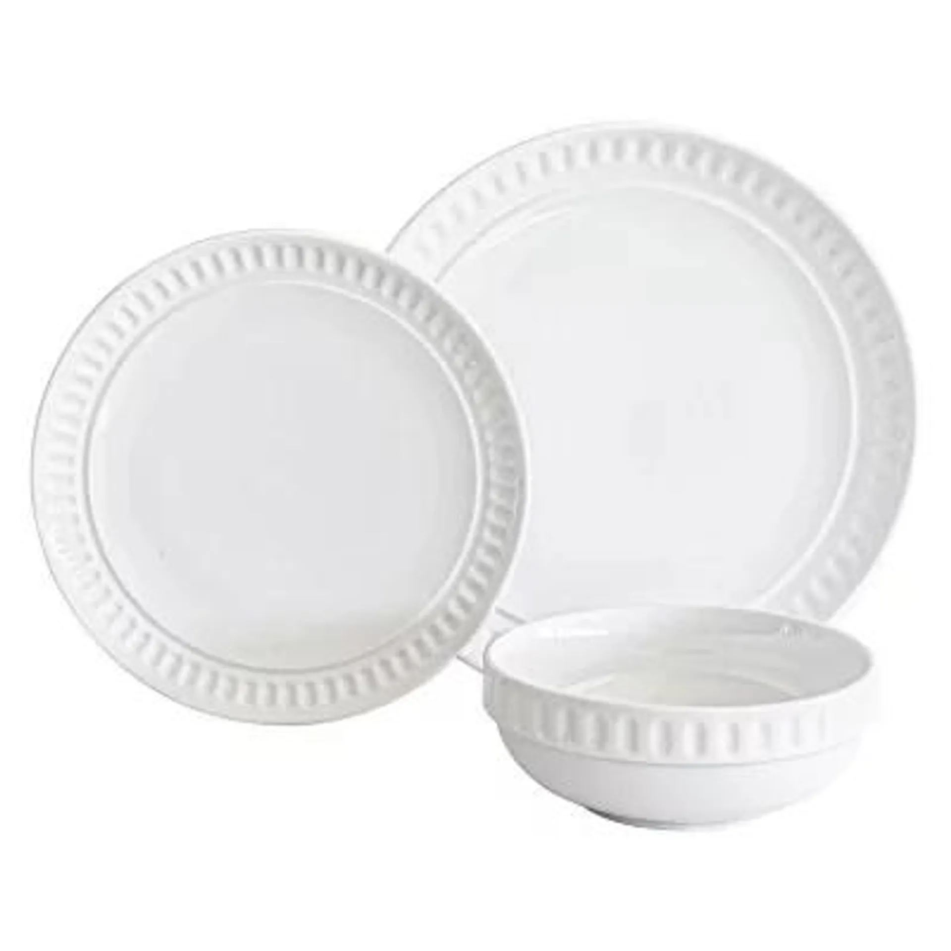 Overandback 24-Piece Embossed Dinnerware Set