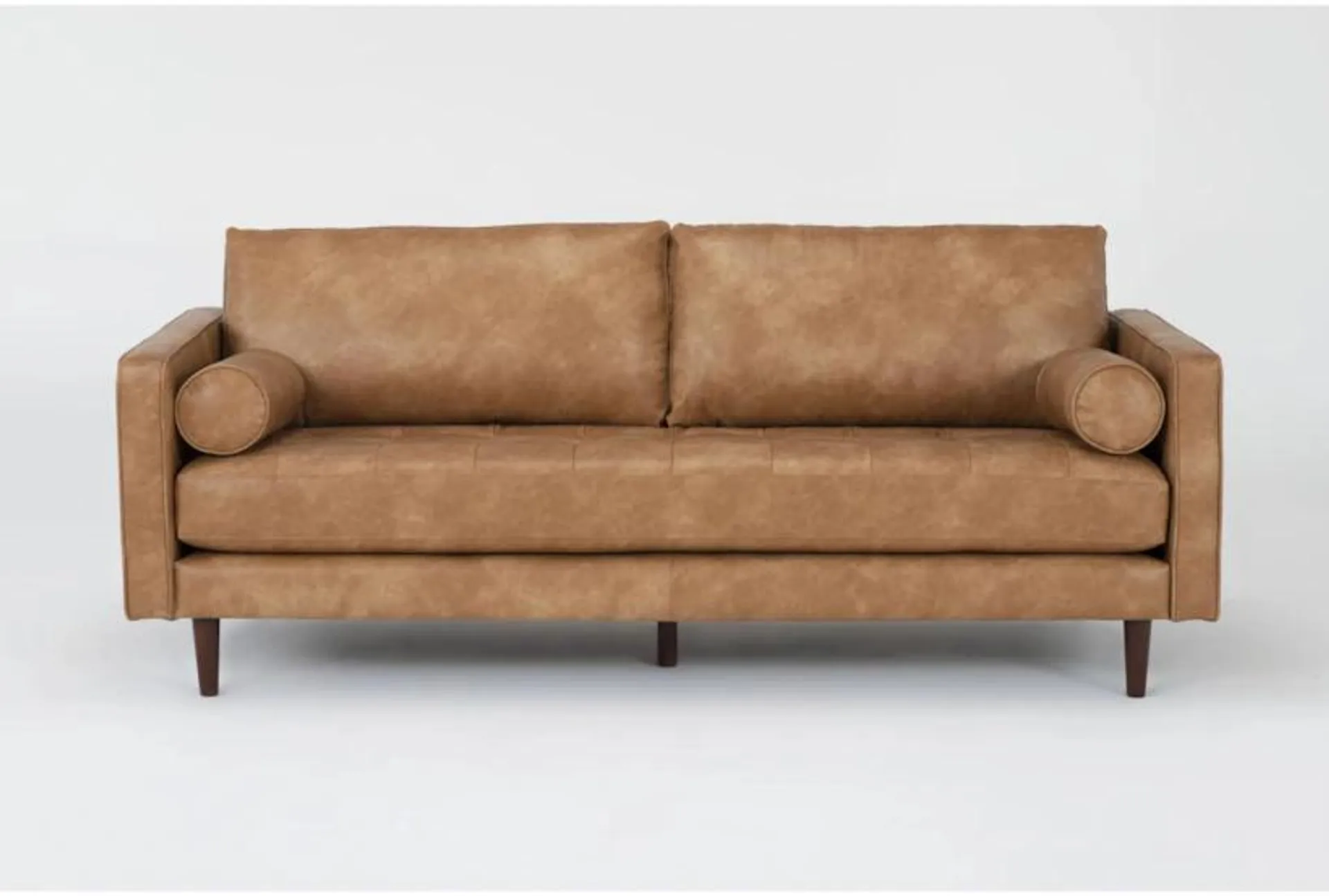 Lukas Caramel Brown Faux Leather 83" Sofa