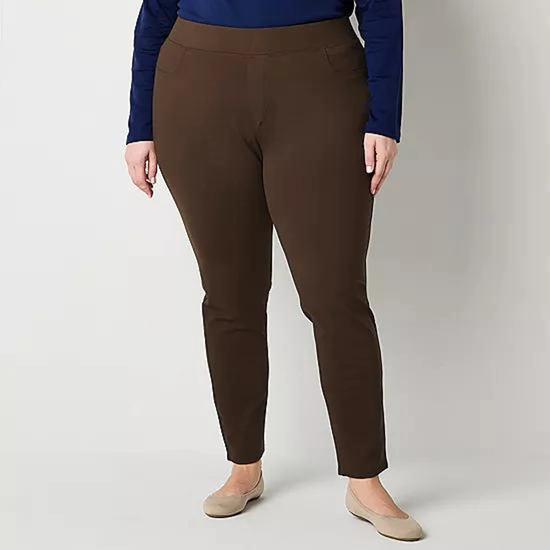 St. John's Bay-Plus Womens Skinny Pull-On Pants