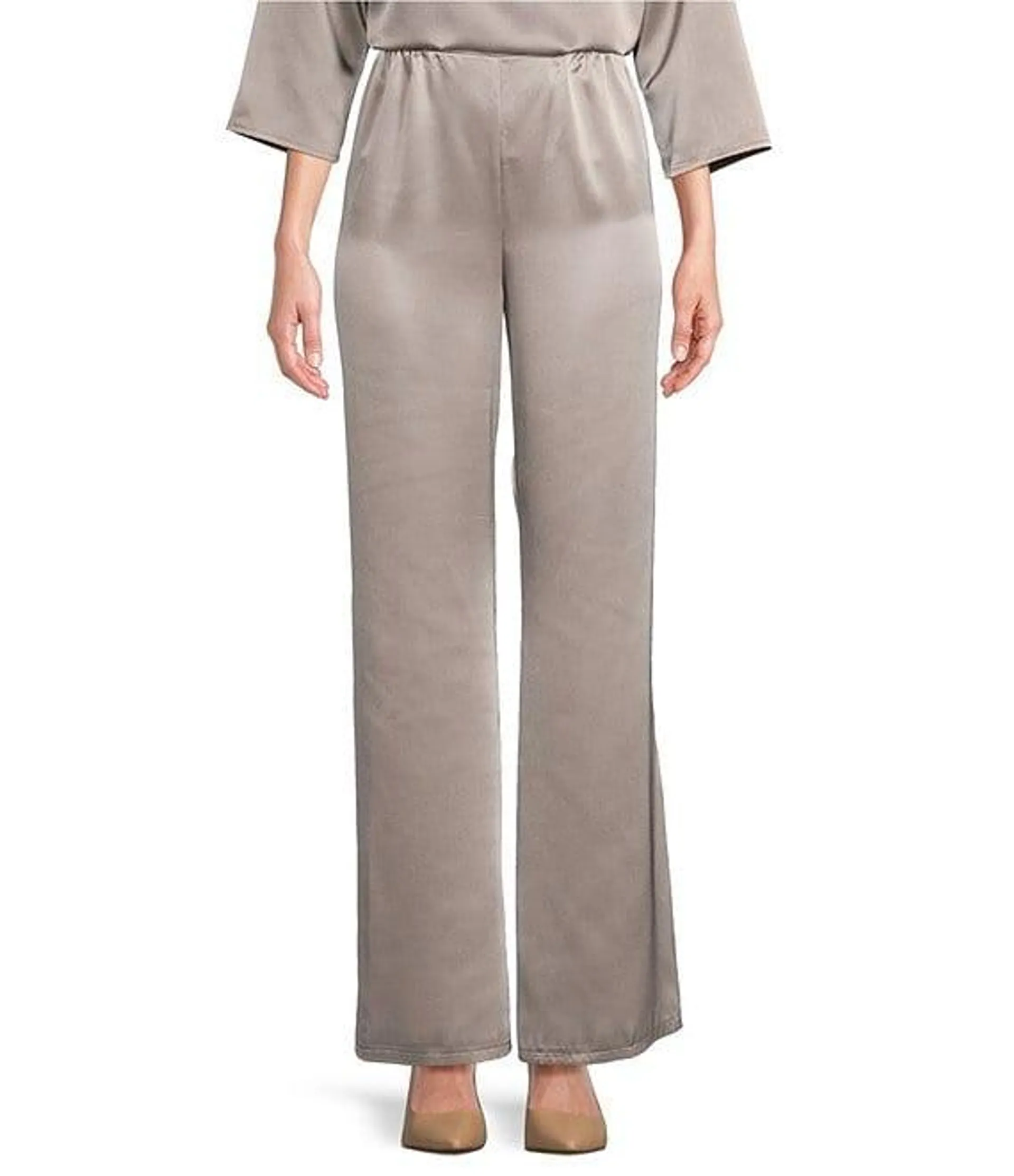 Soft Satin Wide Leg Pull-On Coordinating Pants