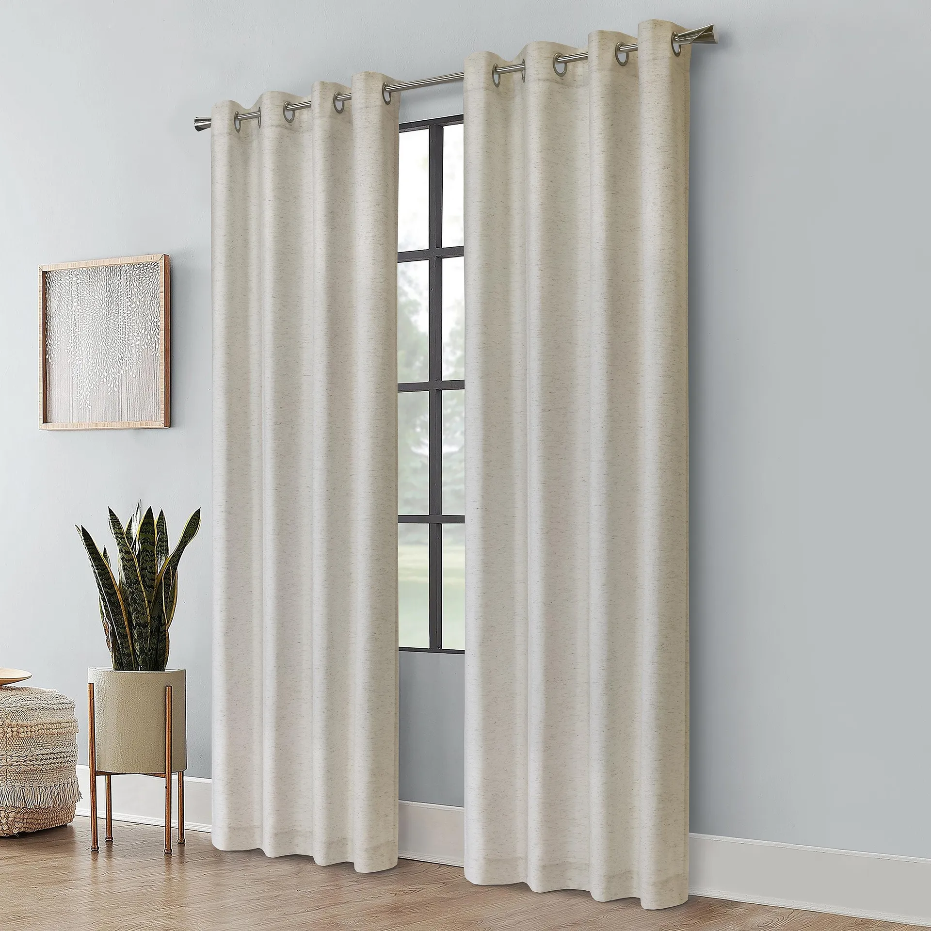 Lena Textured Grommet Top Curtain Panel - Linen - 52" x 108"