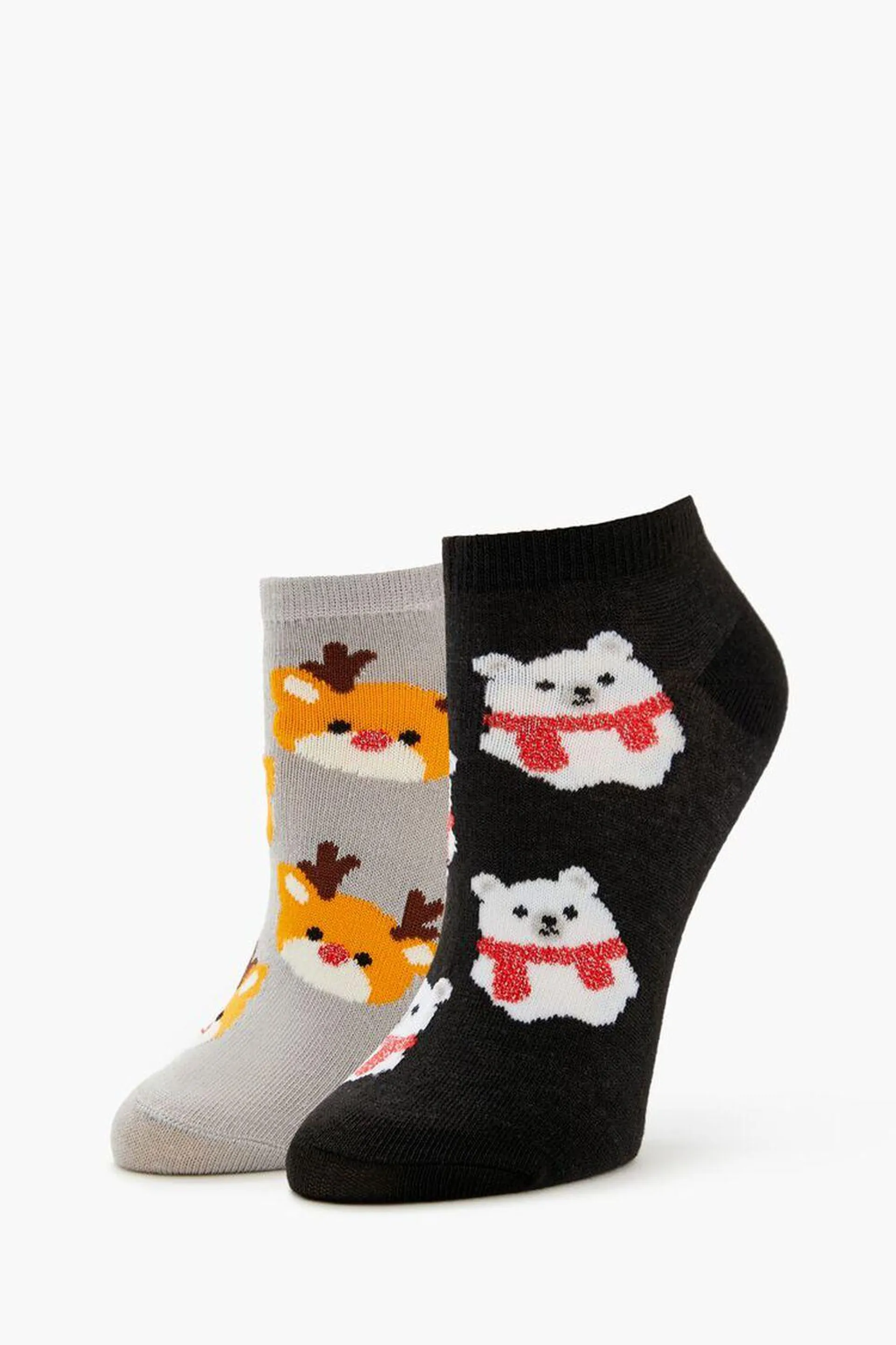 Reindeer & Polar Bear Ankle Socks - 2 pack