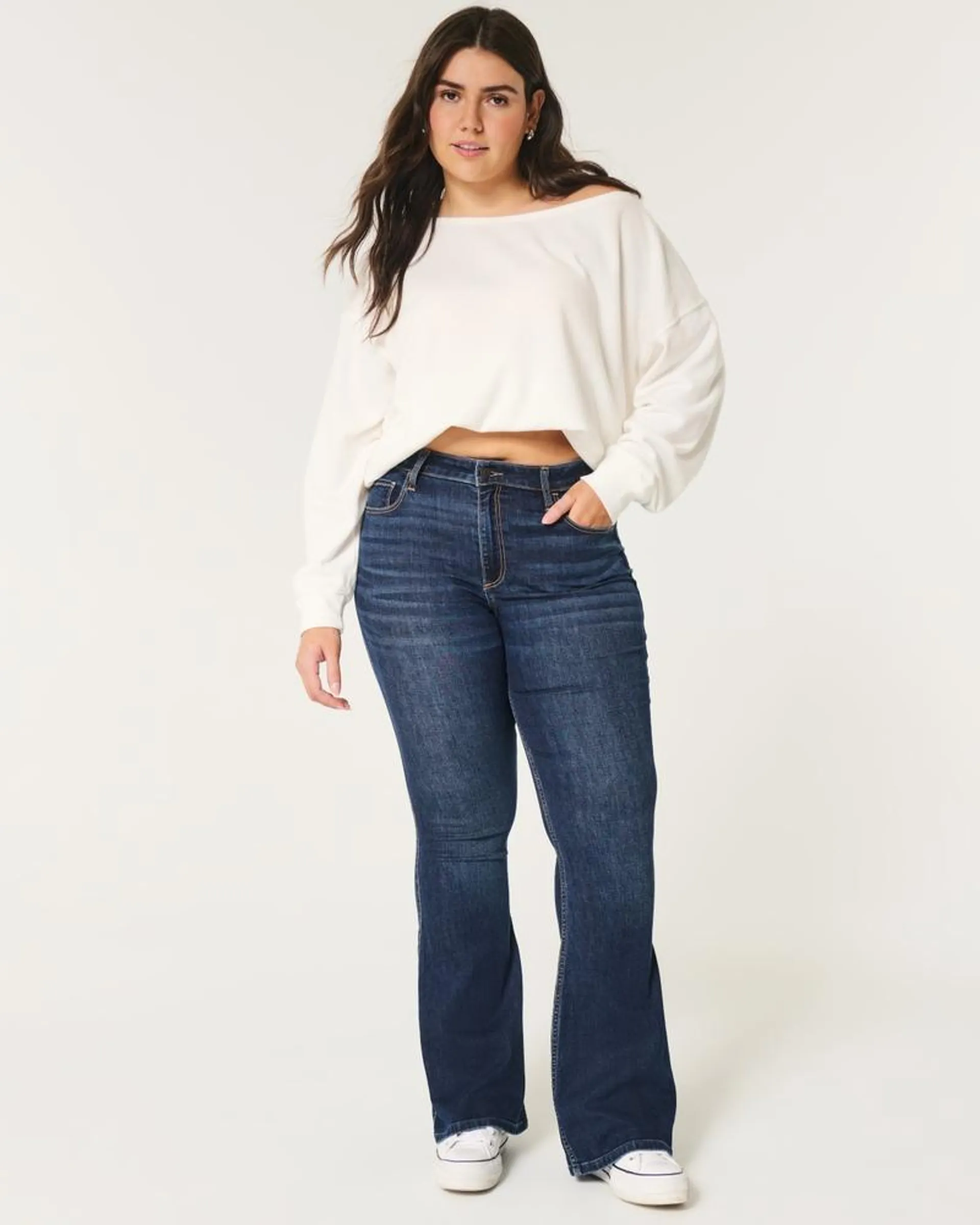 Curvy High-Rise Dark Wash Flare Jeans