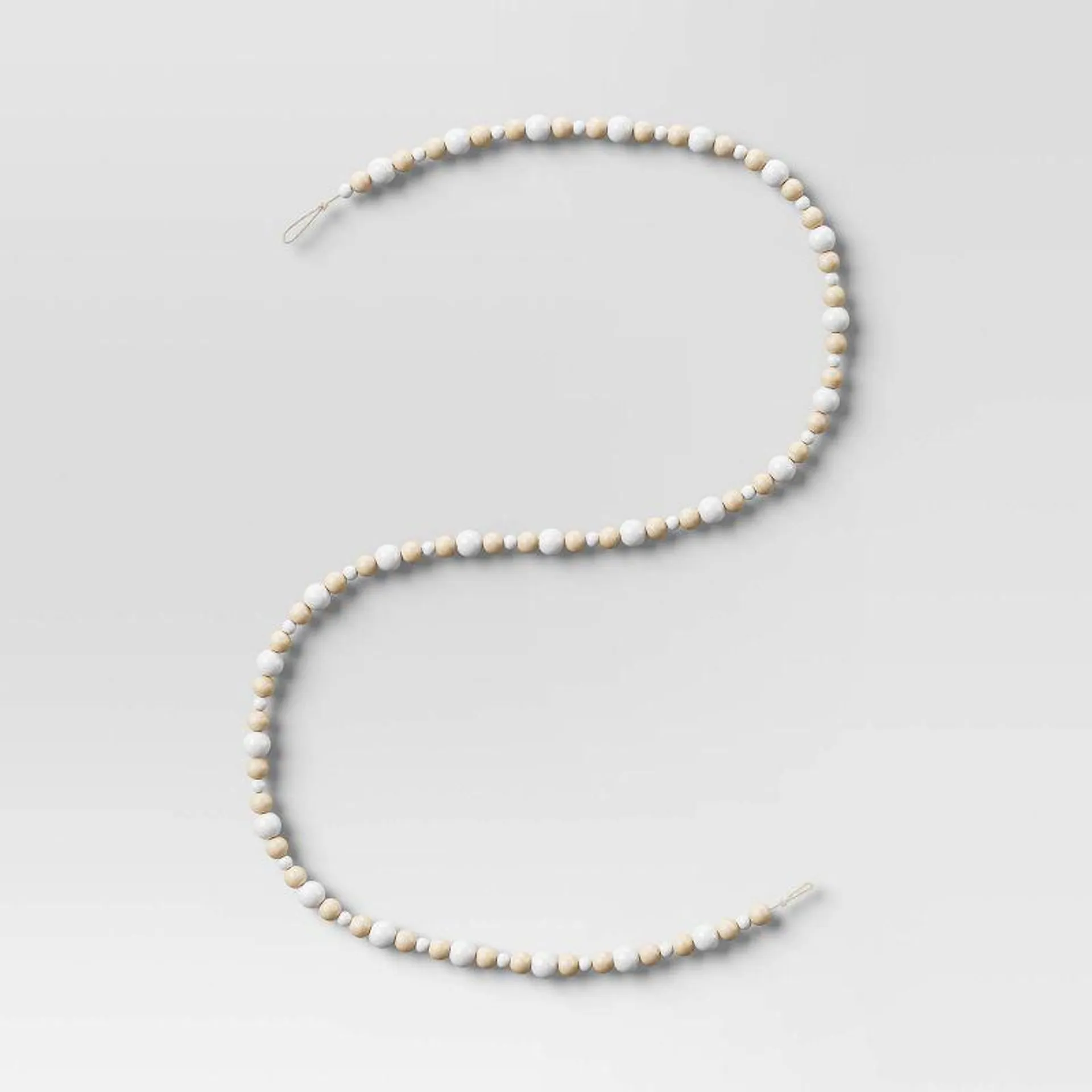 6' Wood Bead Decorative Christmas Garland White/Cream - Wondershop™