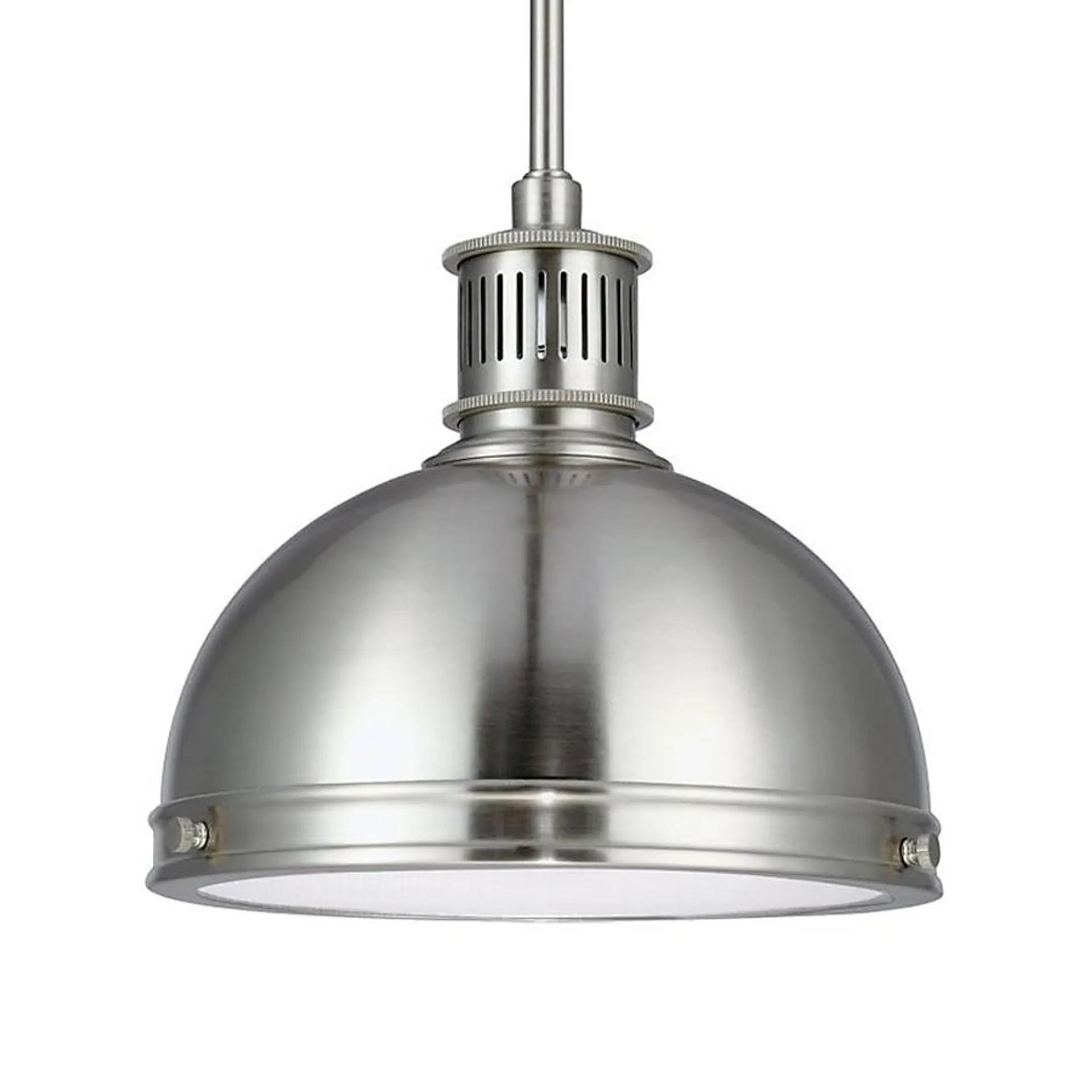 Generation Lighting Pratt Street Brushed Nickel Modern/Contemporary Textured Glass Cone Mini Hanging Pendant Light