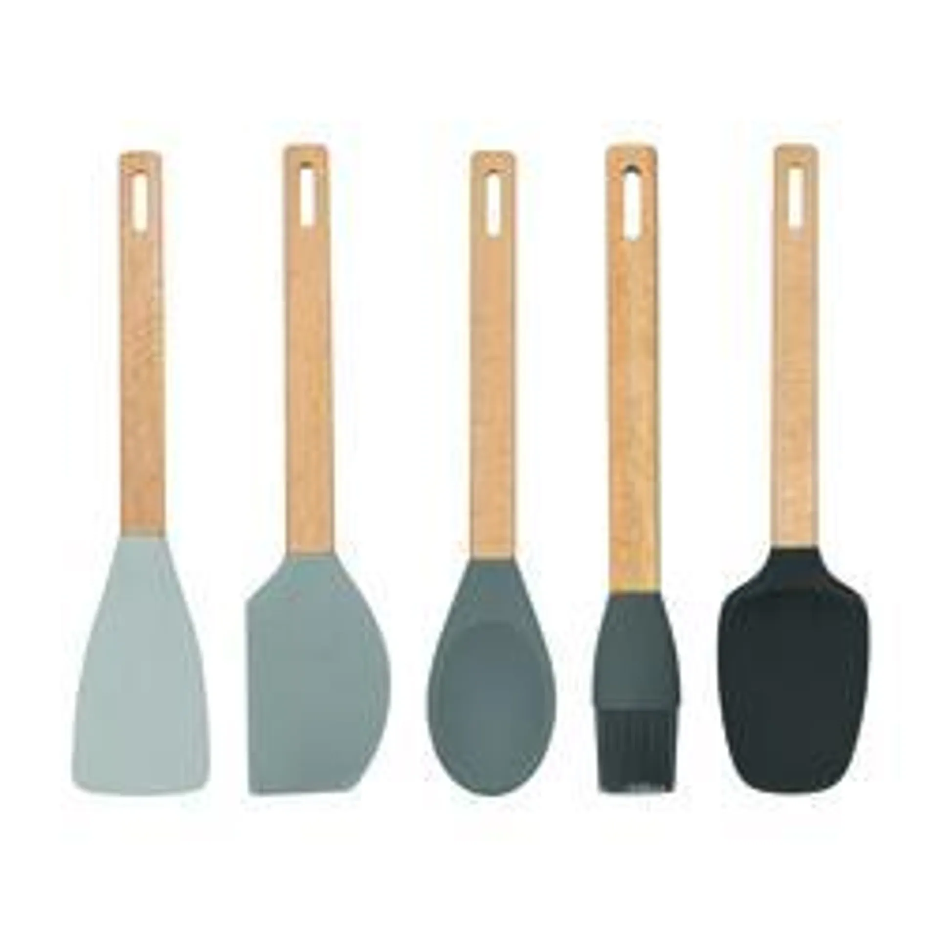 Just Cook™ Charcoal Bamboo/Silicone Utensil Set - 5 Piece