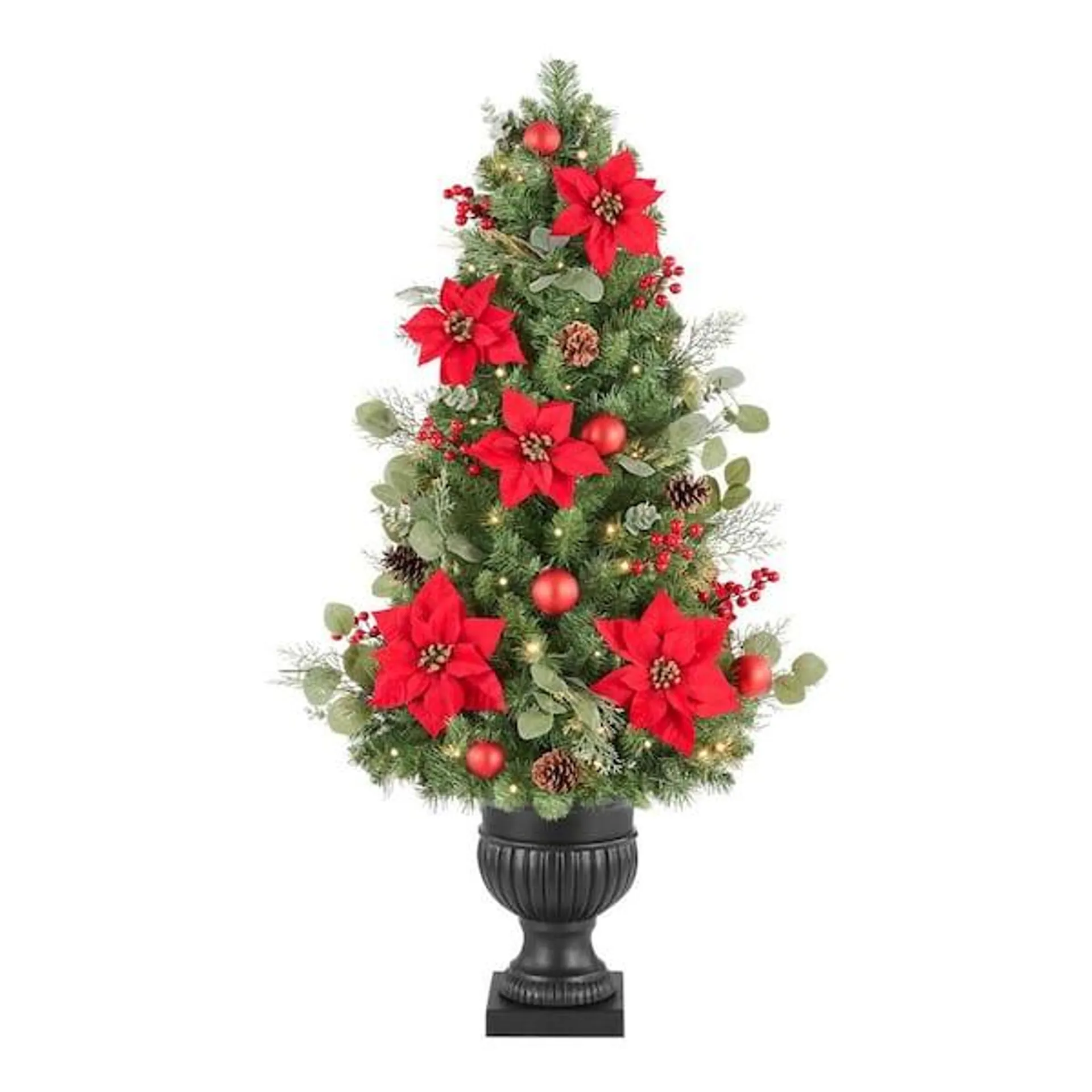 4.5 ft. Berry Bliss Potted LED Pre-Lit Artificial Christmas Tree