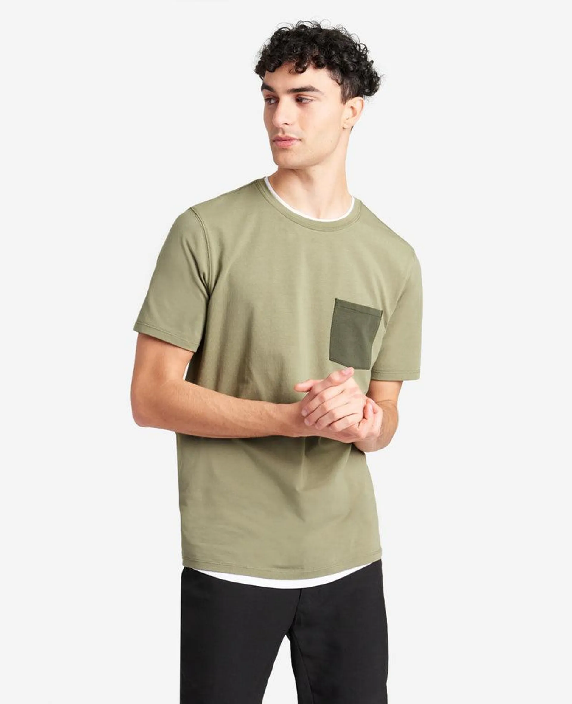 Colorblock Pocket Crew Neck T-Shirt