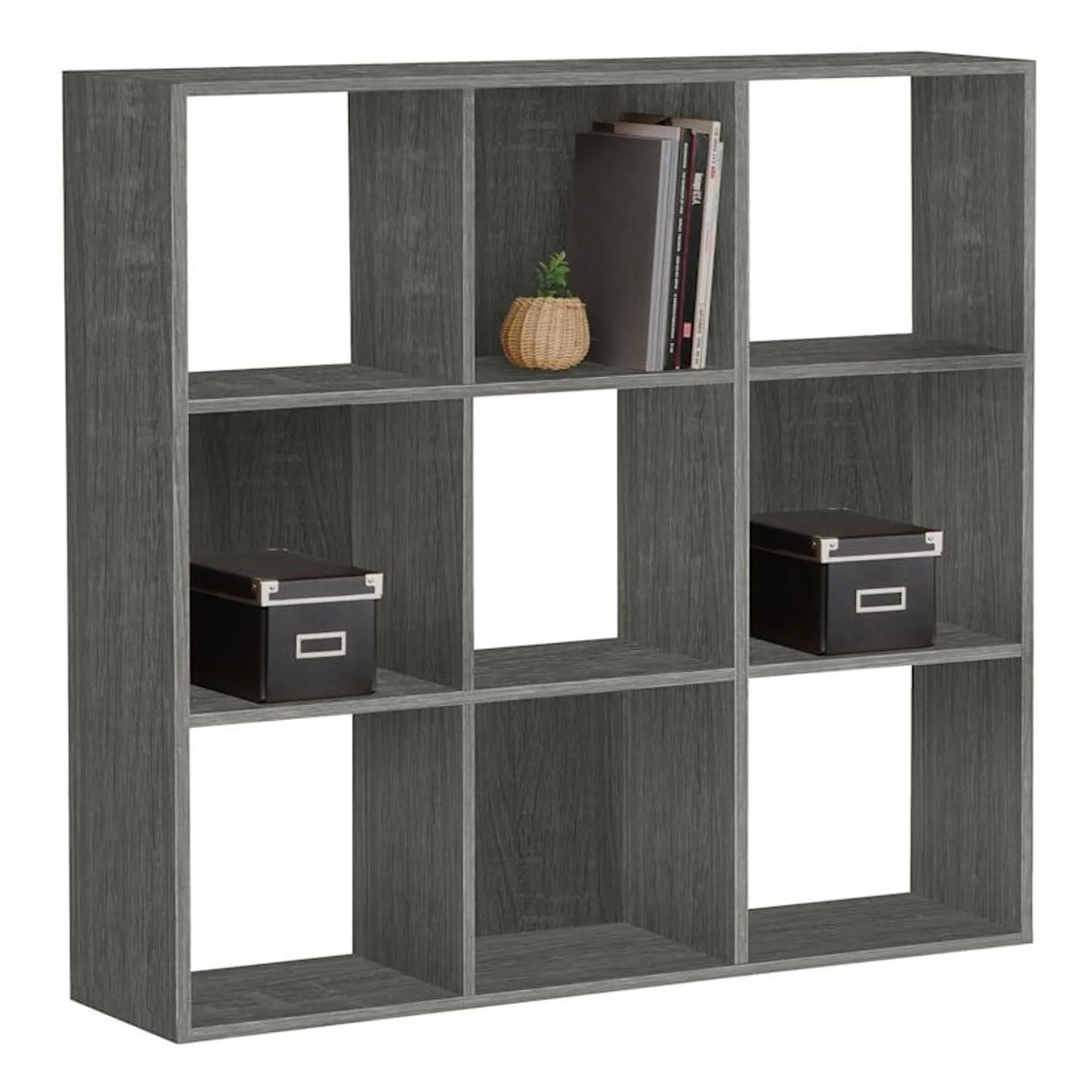 9-Cube Grey Wooden Organizer