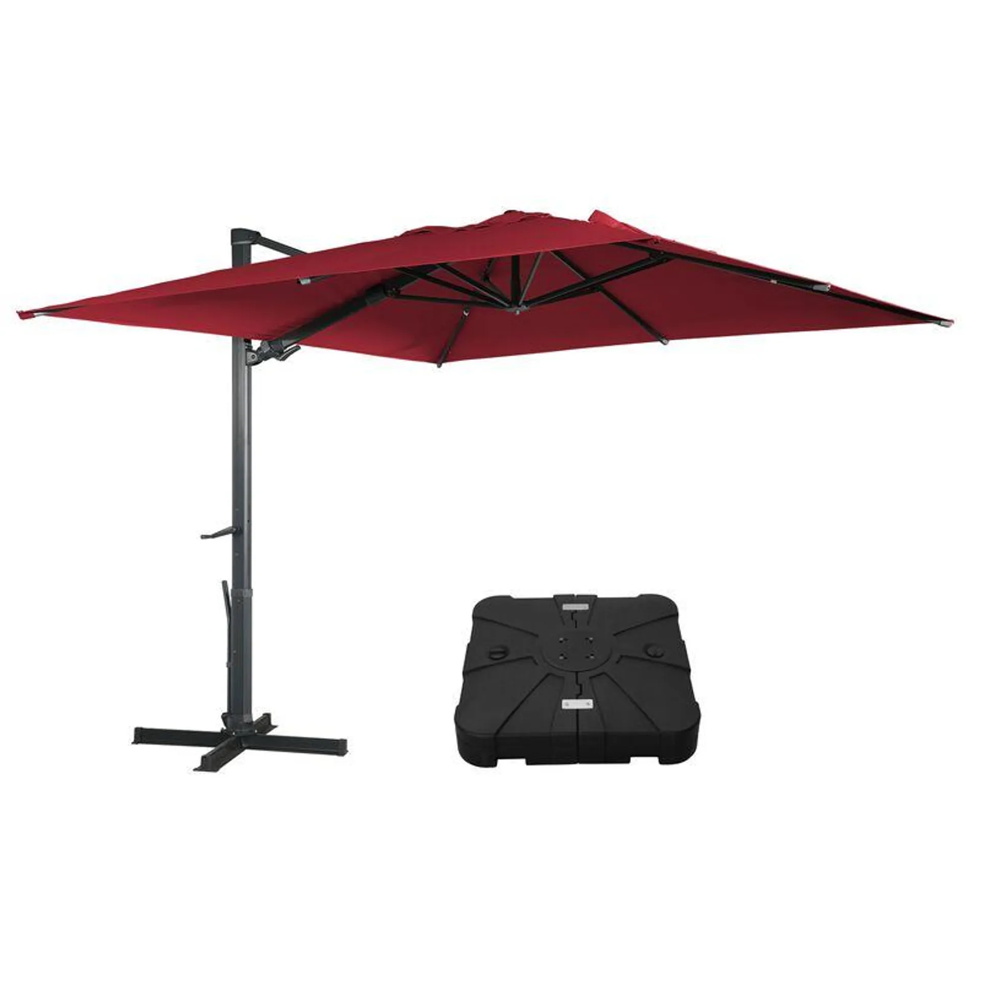 MONDAWE 10 ft. x 13 ft. Aluminum Cantilever Patio Umbrella Garden Offset Umbrella with Base Weight Stand