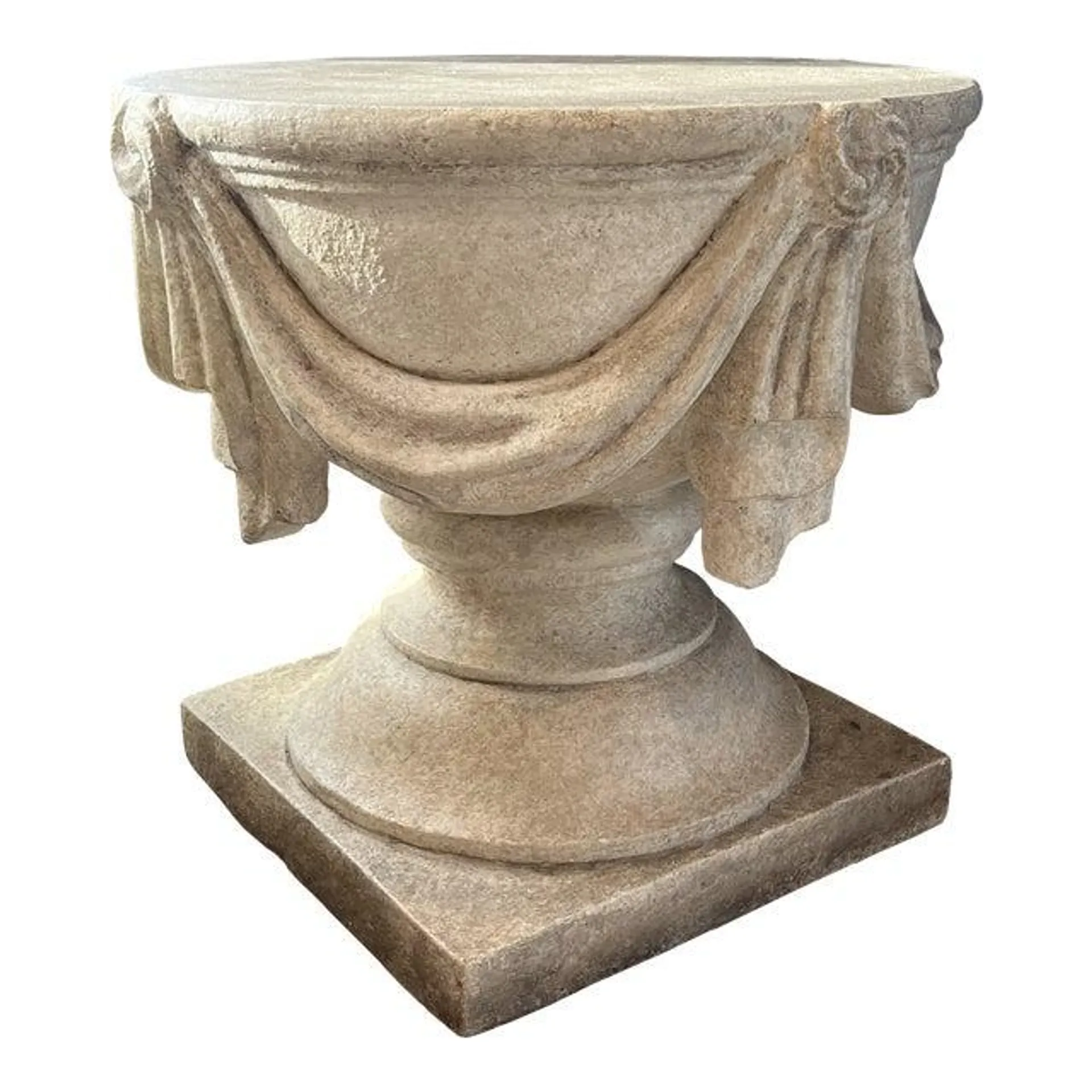 1990s Caché Draped Solid Limestone Pedestal Base