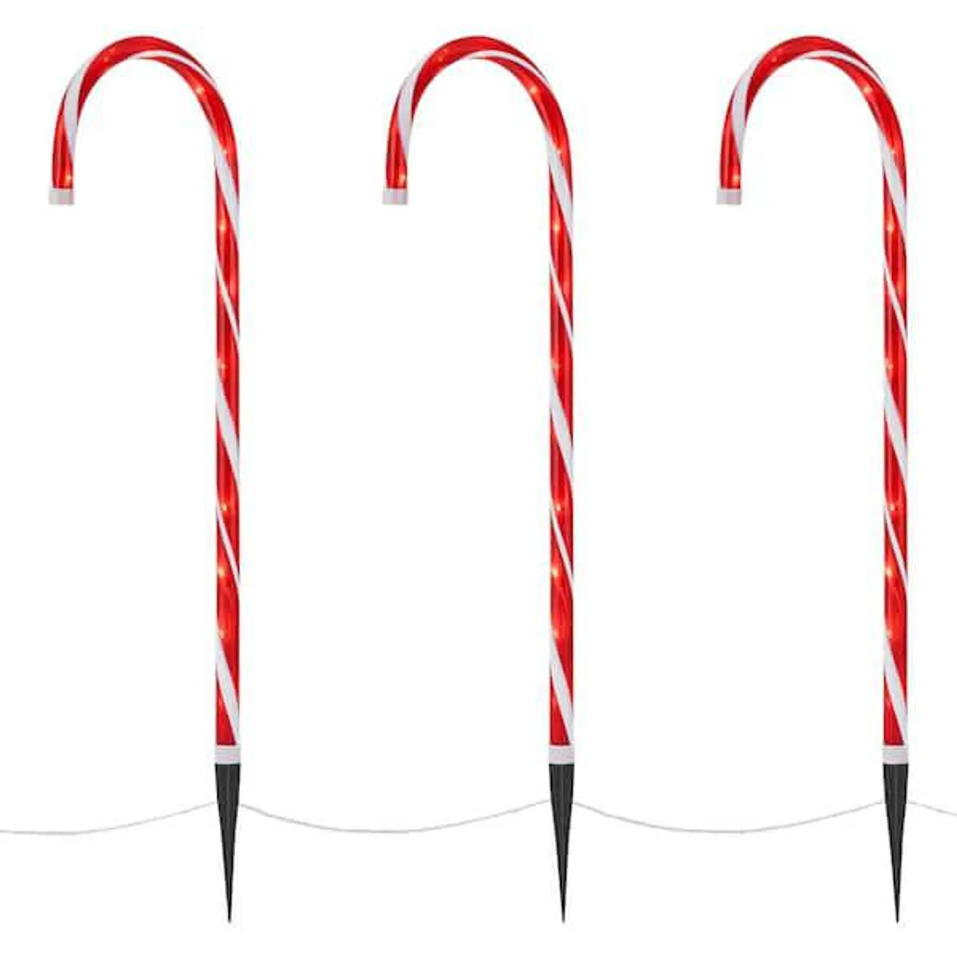 3 ft. Warm White Candy Cane LED Pathway Lights (Set of 3)