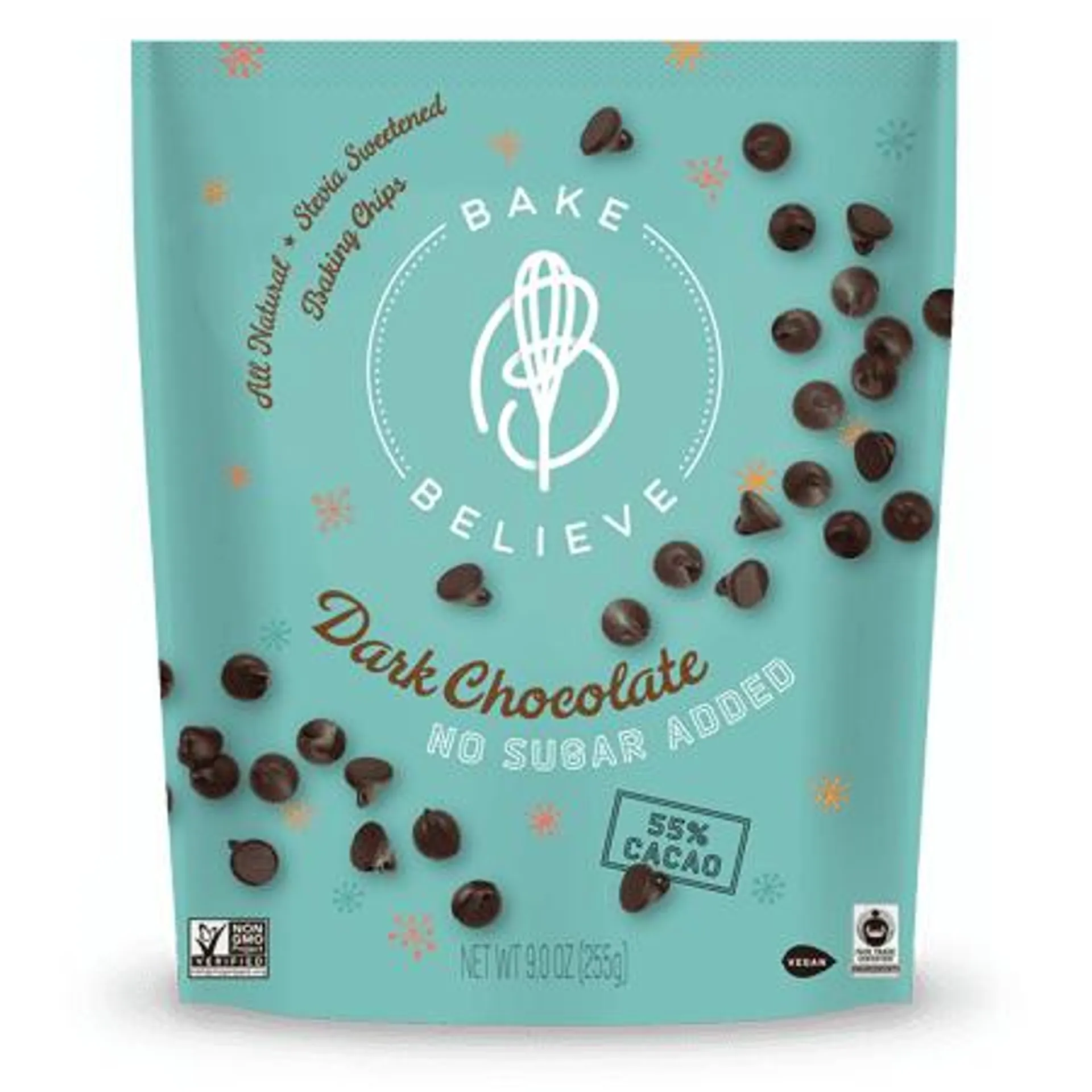 Bake Believe, Keto-Friendly, Dark Chocolate Chips, 9 oz