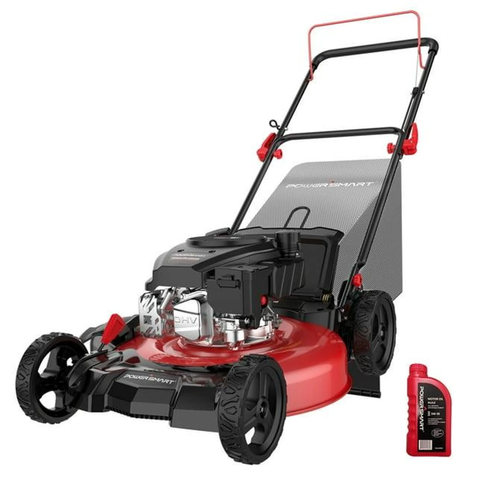 PowerSmart Gas Push Lawn Mower Powered 21-inch 3-in-1 with 144cc Engine, 6-Position Height Adjustment