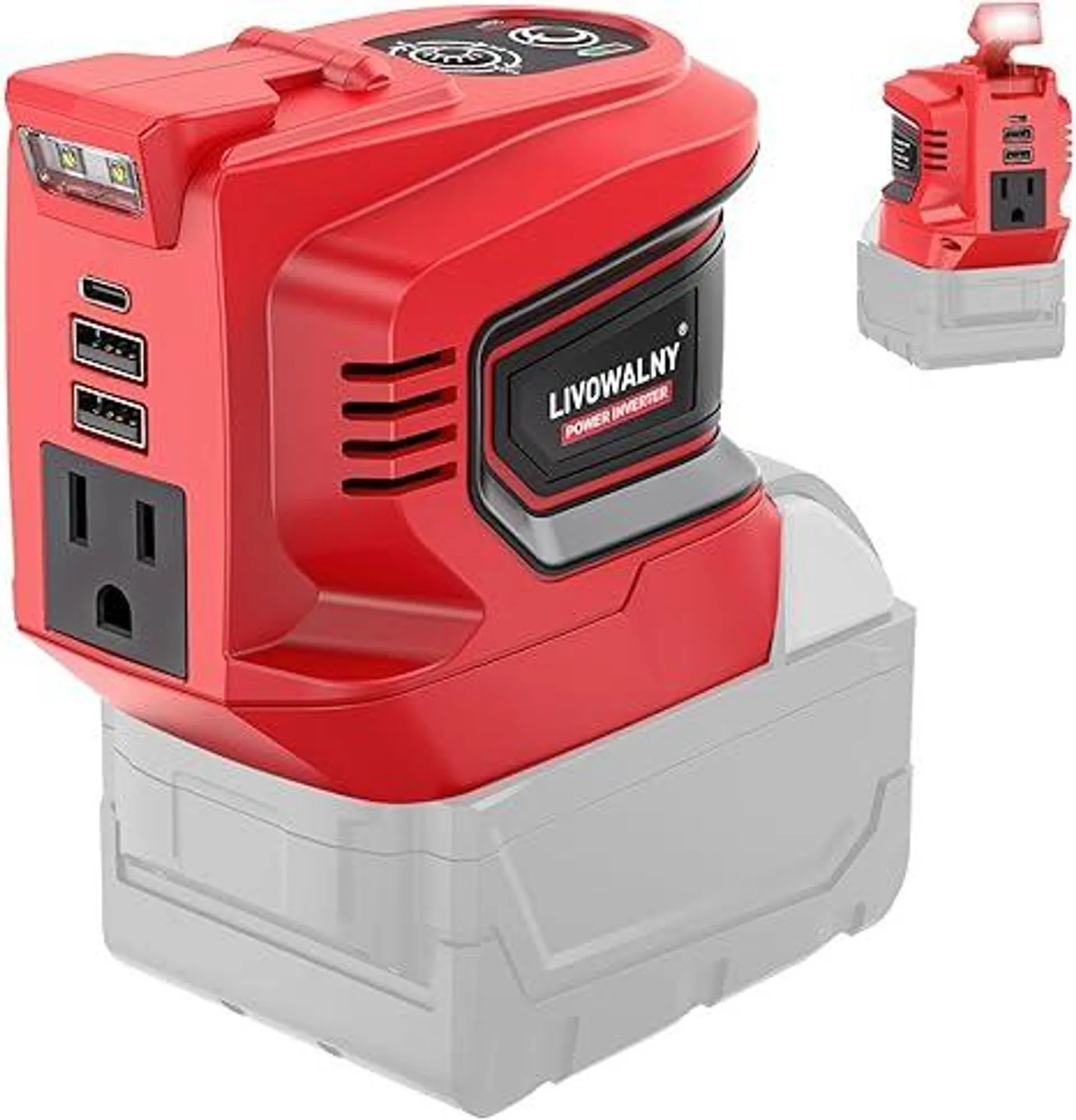 200W Power Inverter for Milwaukee M18 Battery, DC 18V to AC 110-120V Battery Inverter, Portable Power Station Generator, Charger Adapter Battery Powered Outlet w/ 2 USB Ports & 1 Type-C & 1 AC Outlet