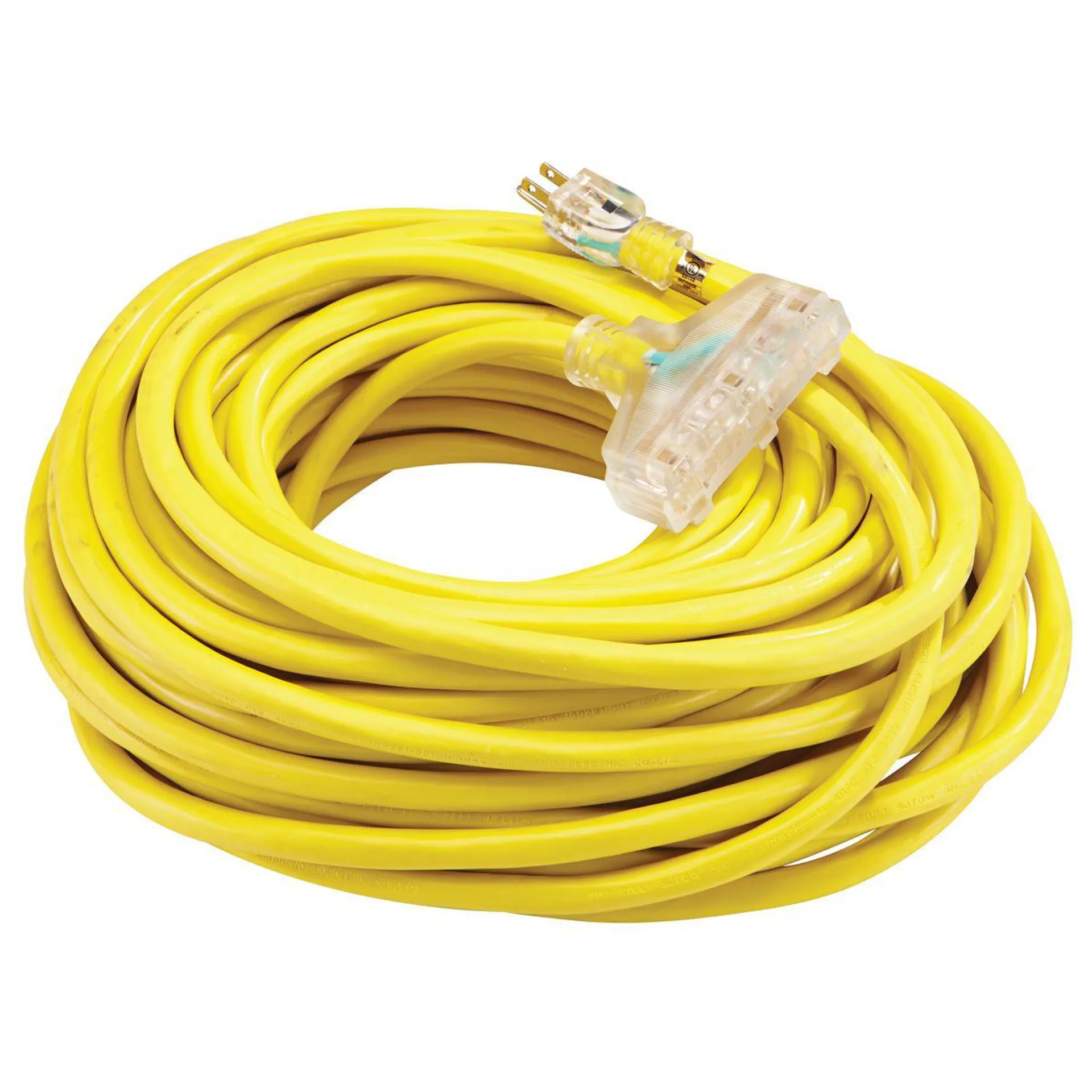 100 ft. x 10/3 Gauge Triple Tap Extension Cord, Yellow