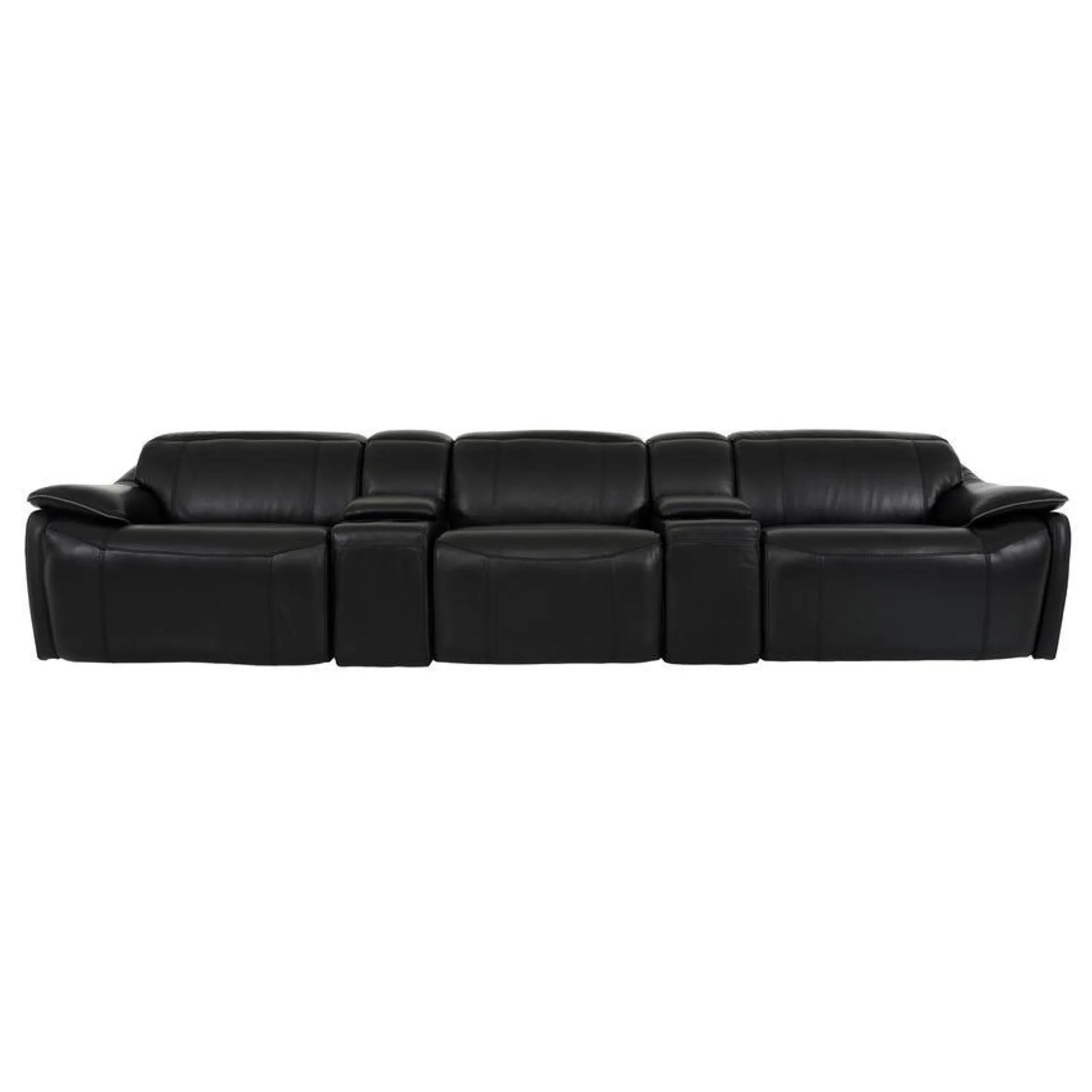 Austin Black Home Theater Leather Seating with 5PCS/2PWR