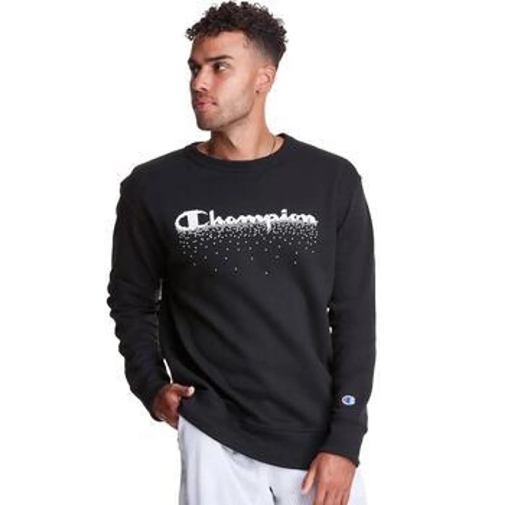 Mens Champion Pixel Dissolve Graphic Crew Neck Sweatshirt