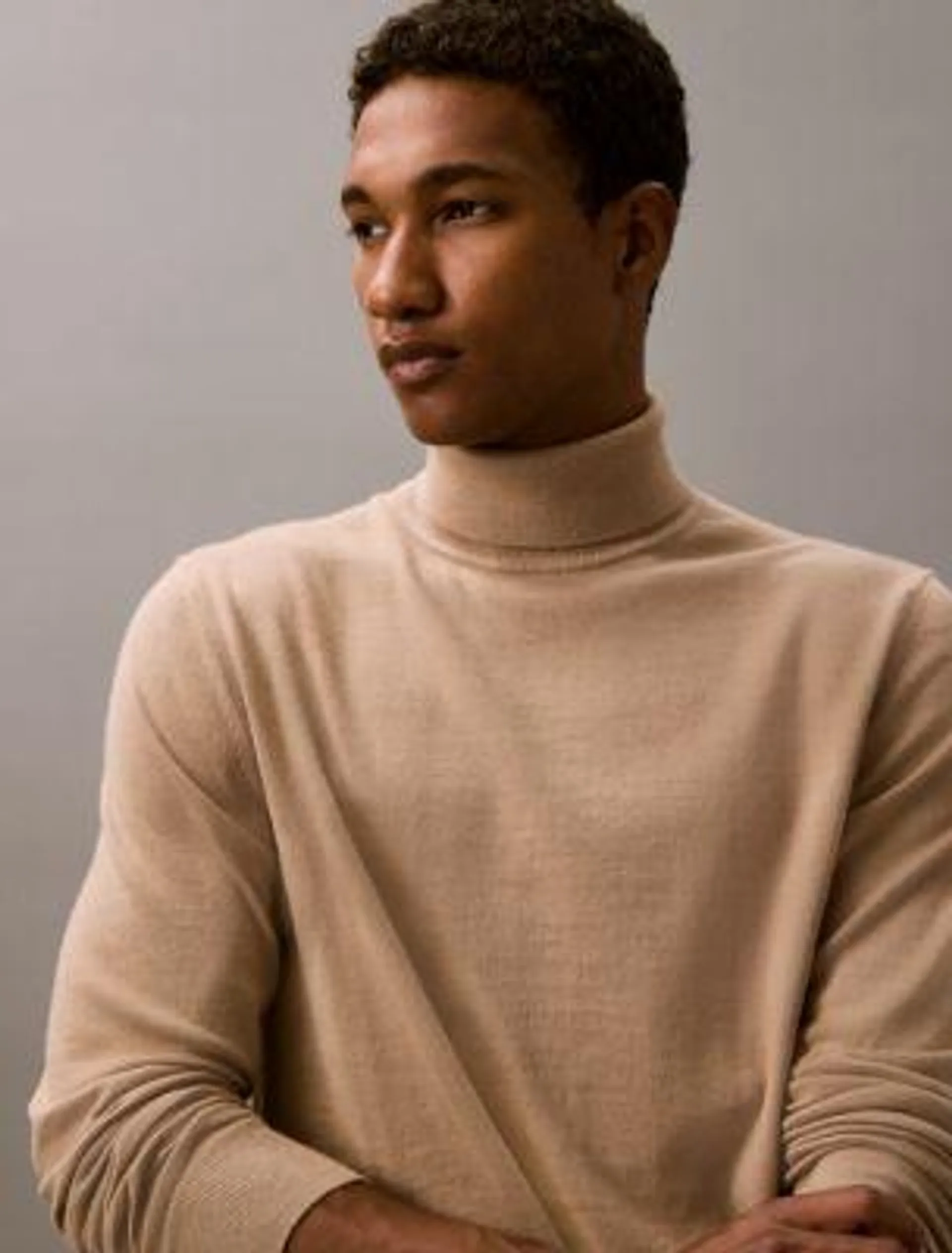 Extra Fine Merino Blend Turtleneck Sweater