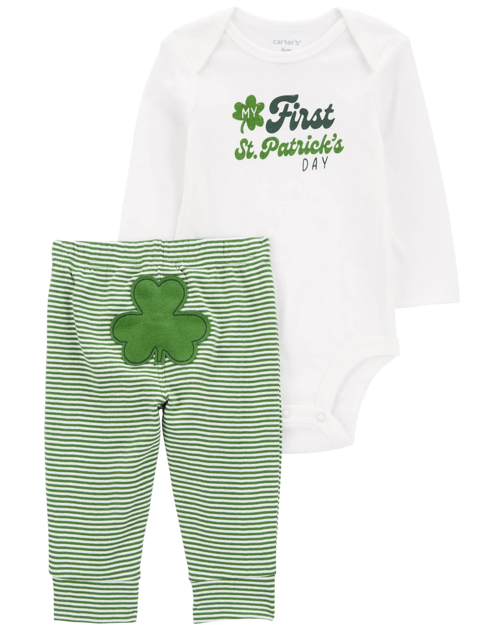 Carter's St. Patrick's Day Green/Ivory 2 Piece Set