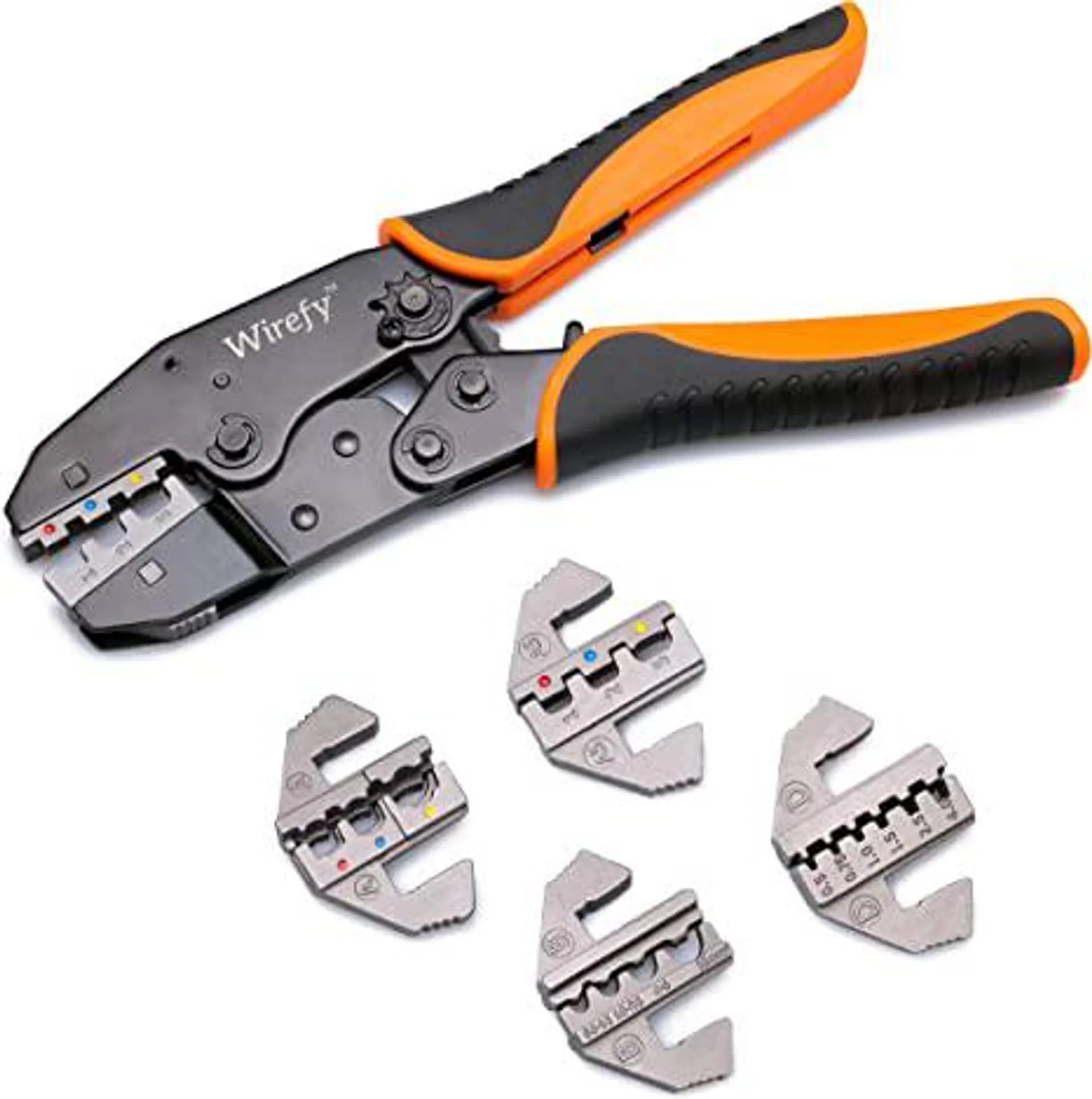 Wirefy Crimping Tool Set 5 PCS - Ratcheting Wire Crimper - For Heat Shrink, Nylon, Non-Insulated Connectors, Ferrule Terminals