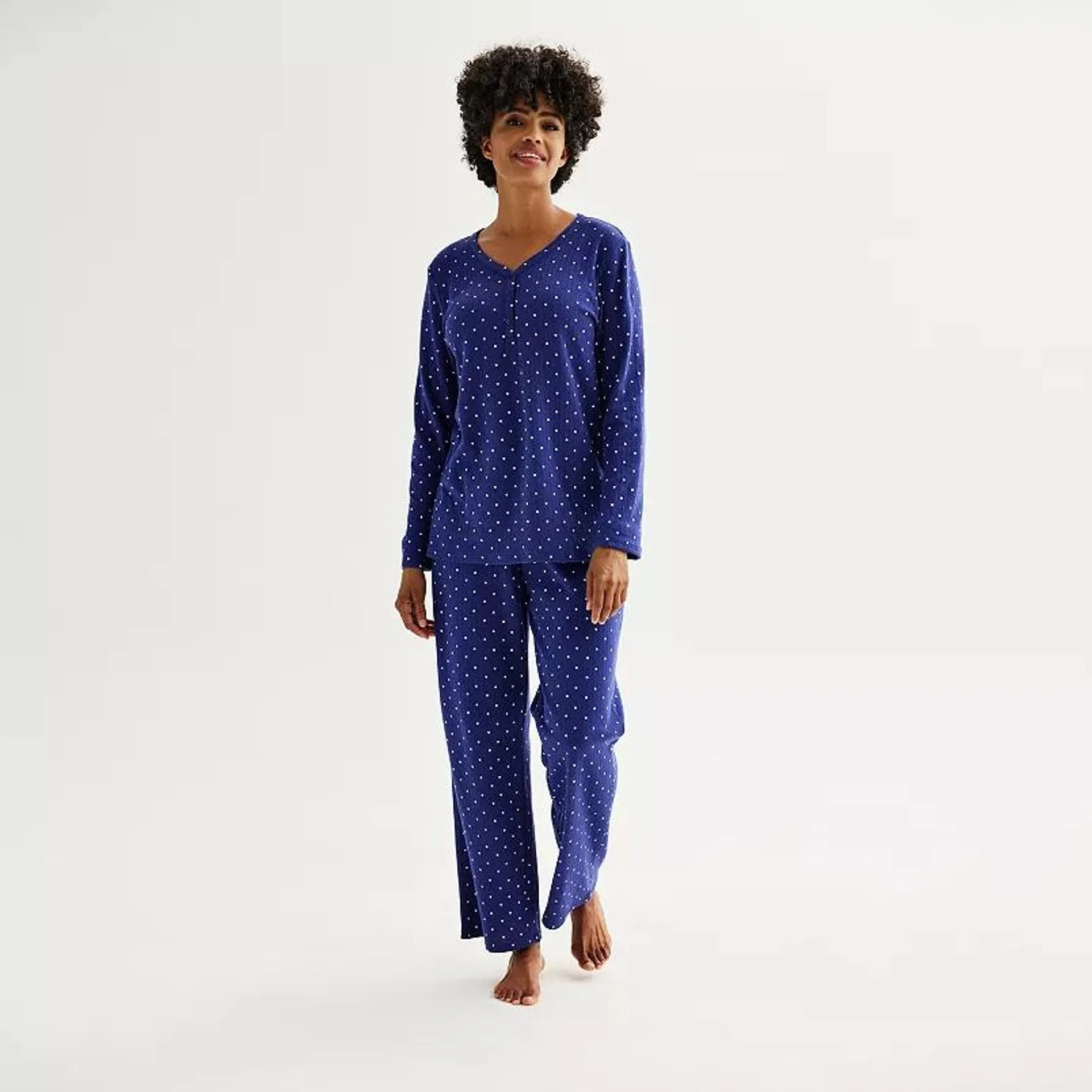 Women's Croft & Barrow® Long Sleeve Pajama Top & Pajama Pants Sleep Set