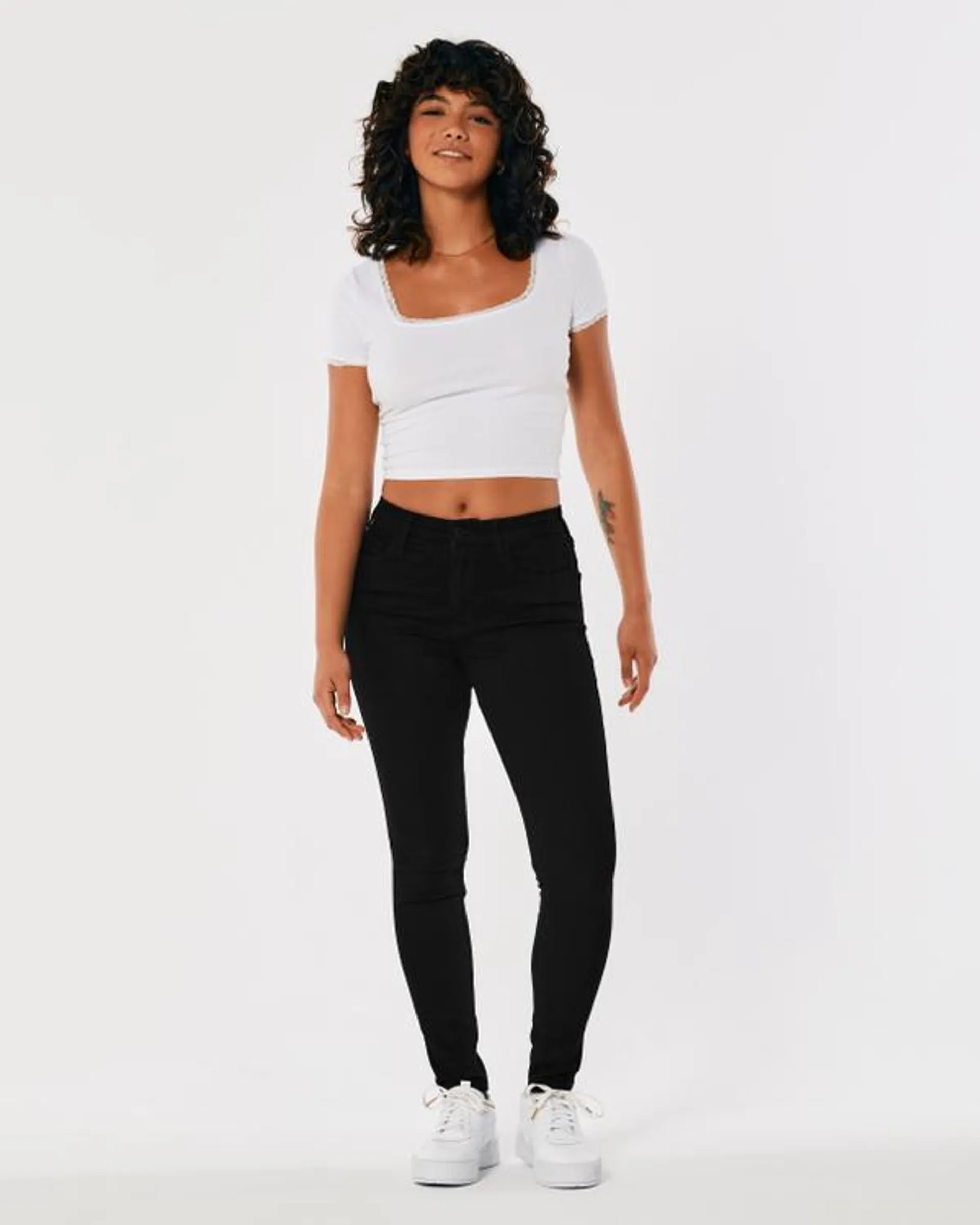 High-Rise Black Super Skinny Jeans