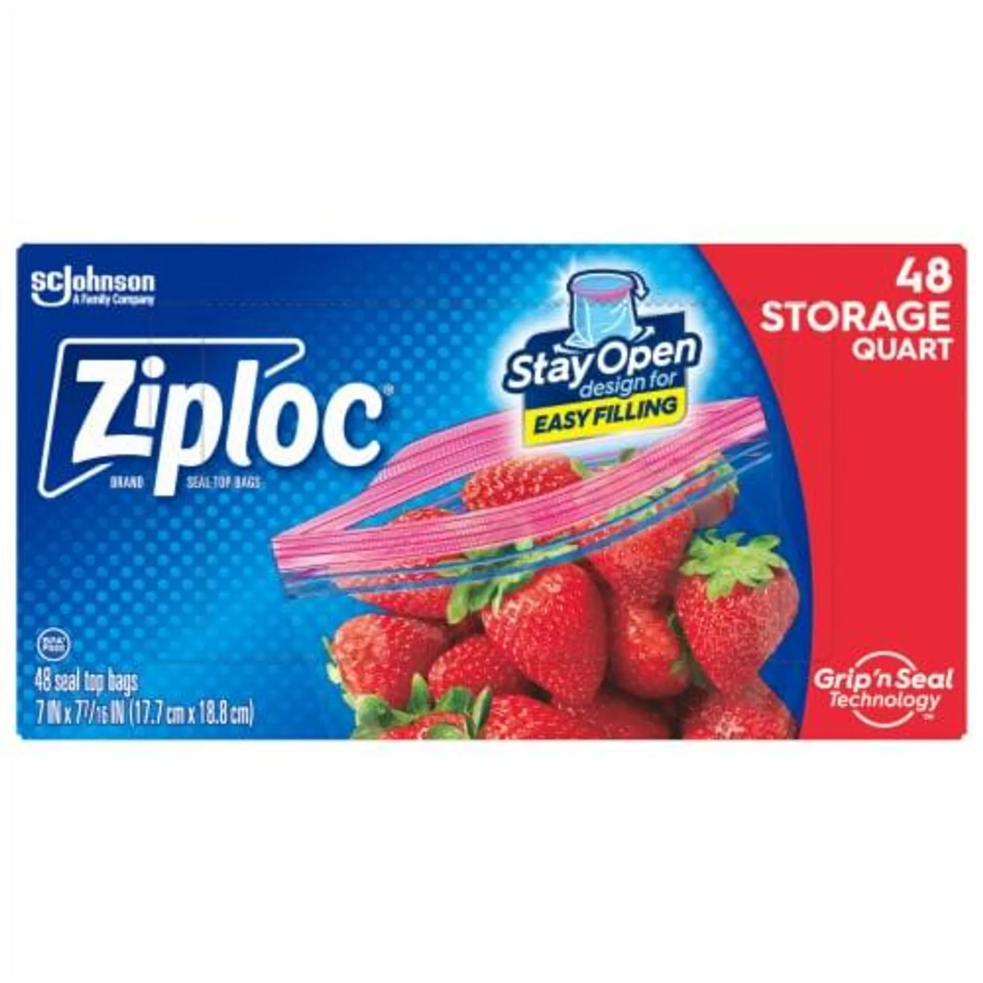 Ziploc® Stay Open Quart Storage Bags with Grip 'n Seal Technology™