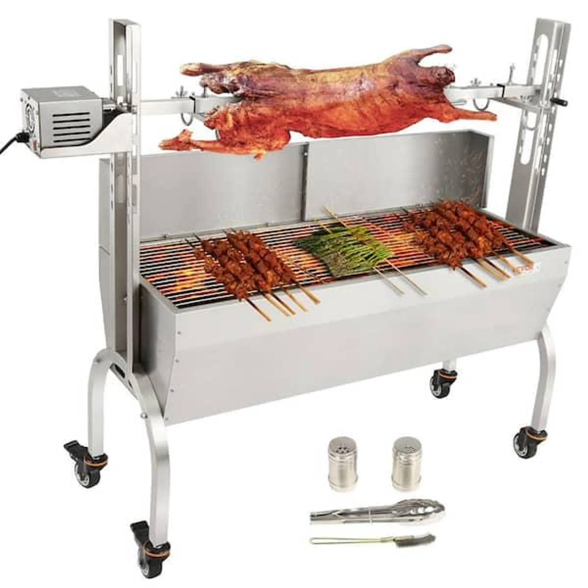 Stainless Steel Rotisserie Grill 46 in. BBQ Hog Rotisserie Roaster with Windscreen Electric Lamb Rotisserie System