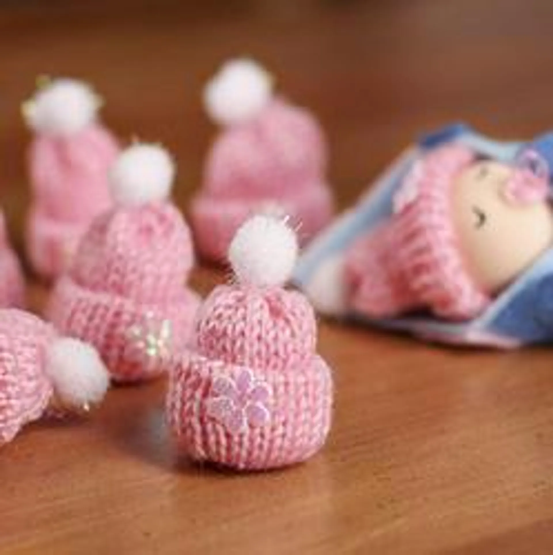 Tiny Pink Knit Hats (Package of 12 pieces)