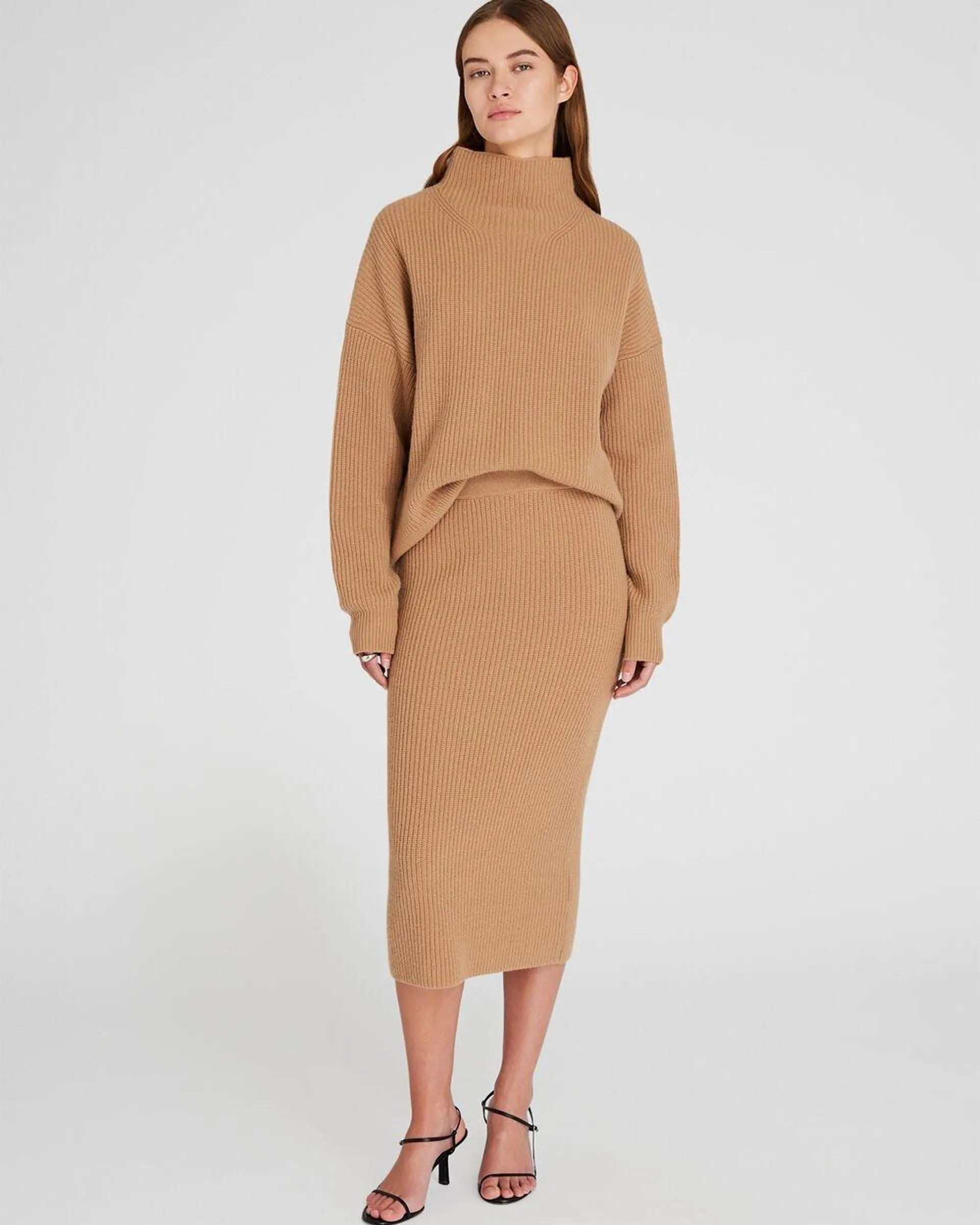 Cashmere Ribbed Midi Skirt