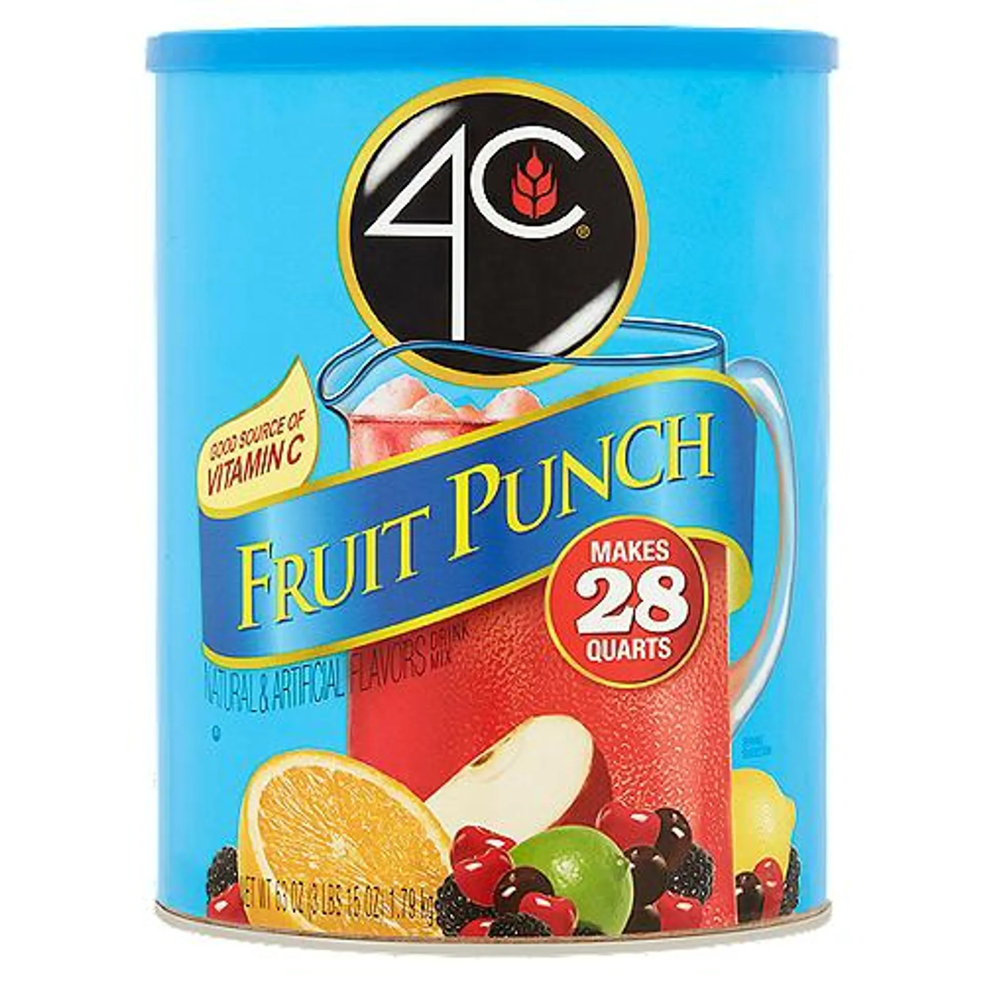 4C Fruit Punch, Drink Mix, 58 Ounce