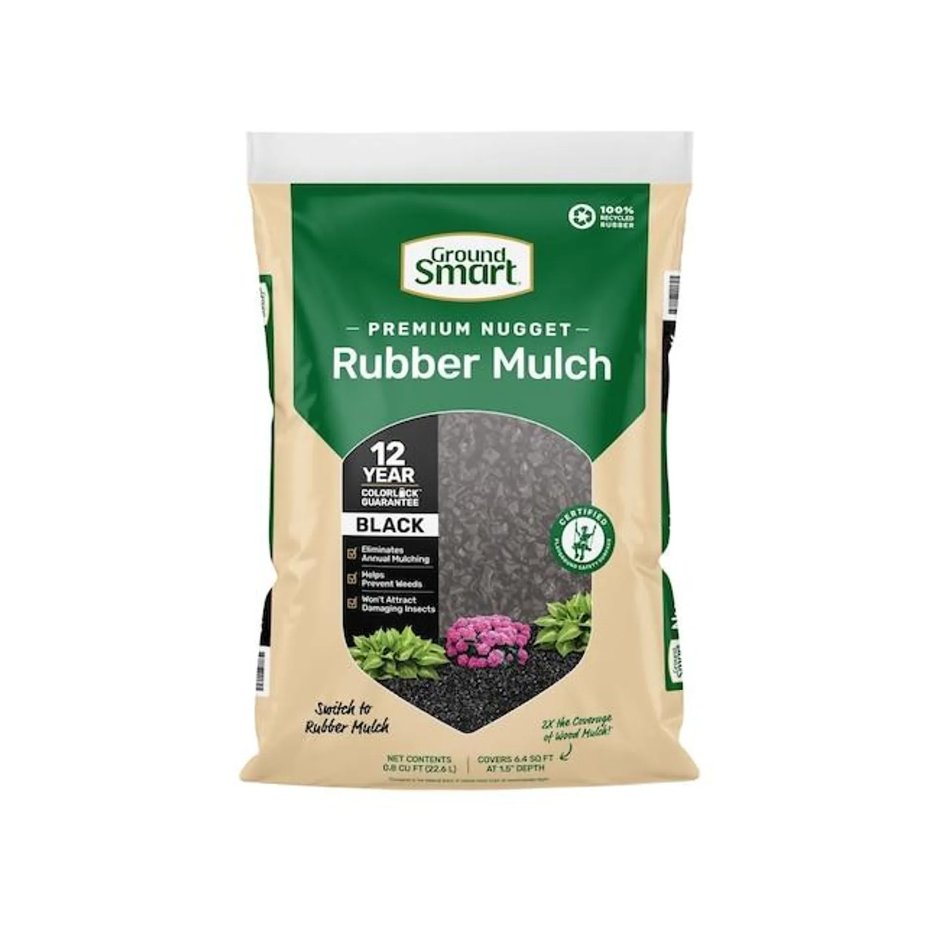 GroundSmart Premium Nugget 0.8-cu ft Black Rubber Mulch