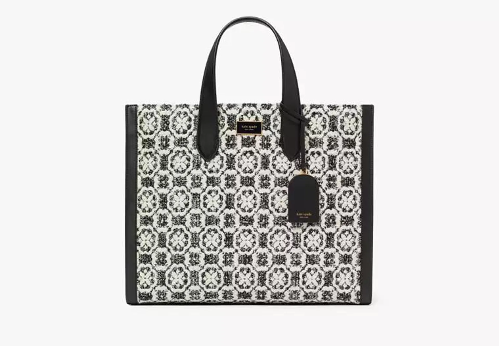 Manhattan Spade Flower Monogram Tweed Large Tote