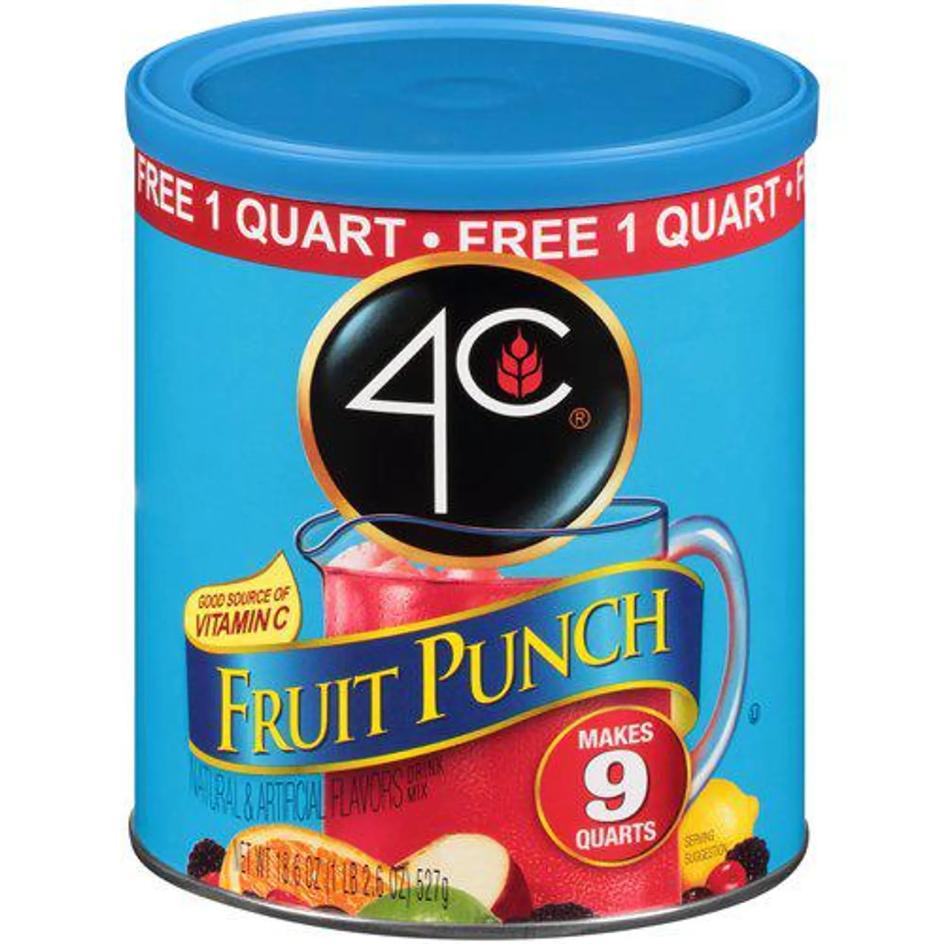 4C Fruit Punch, Drink Mix, 18.6 Ounce