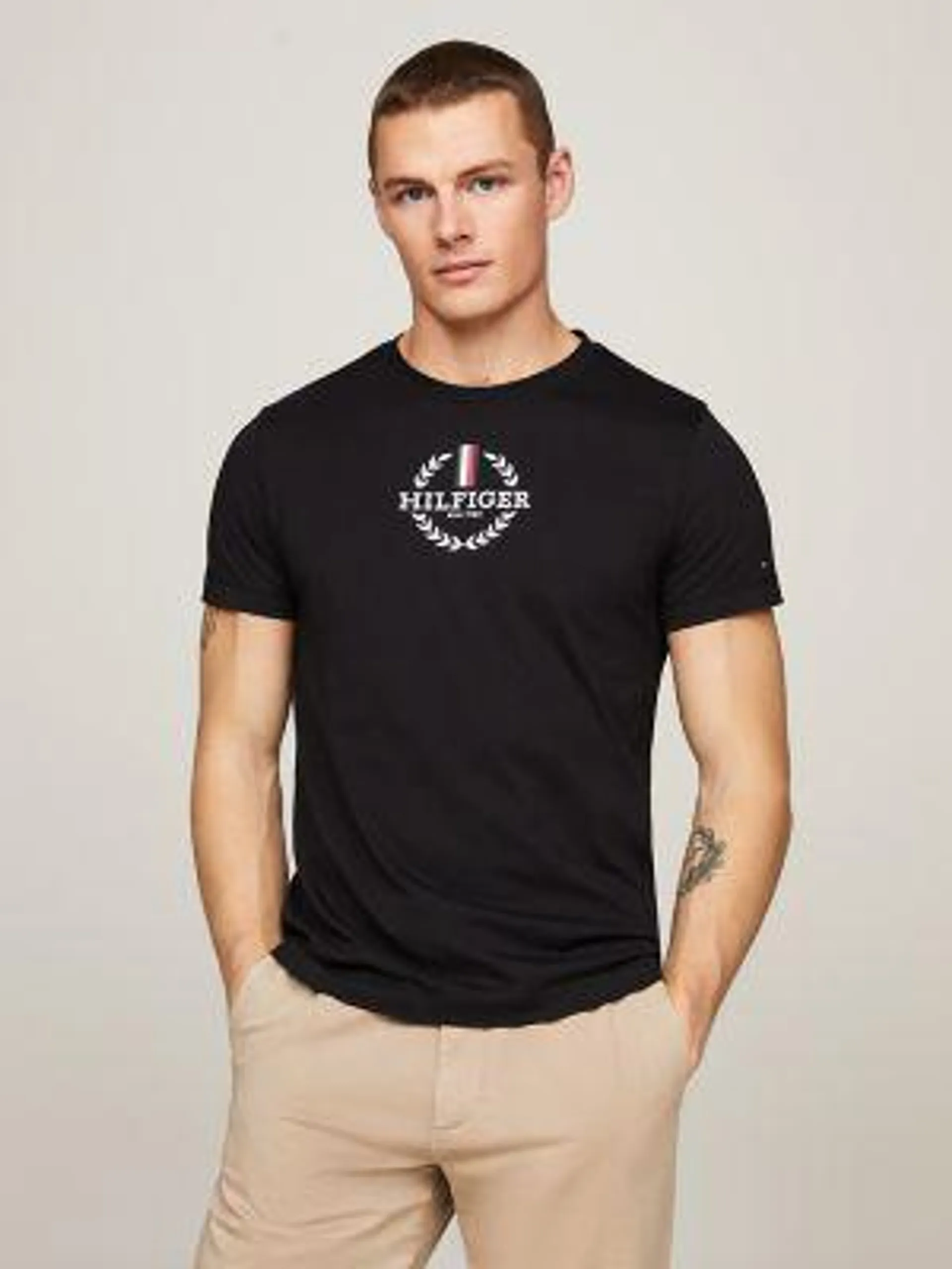 Slim Fit Monotype Laurel Logo T-Shirt
