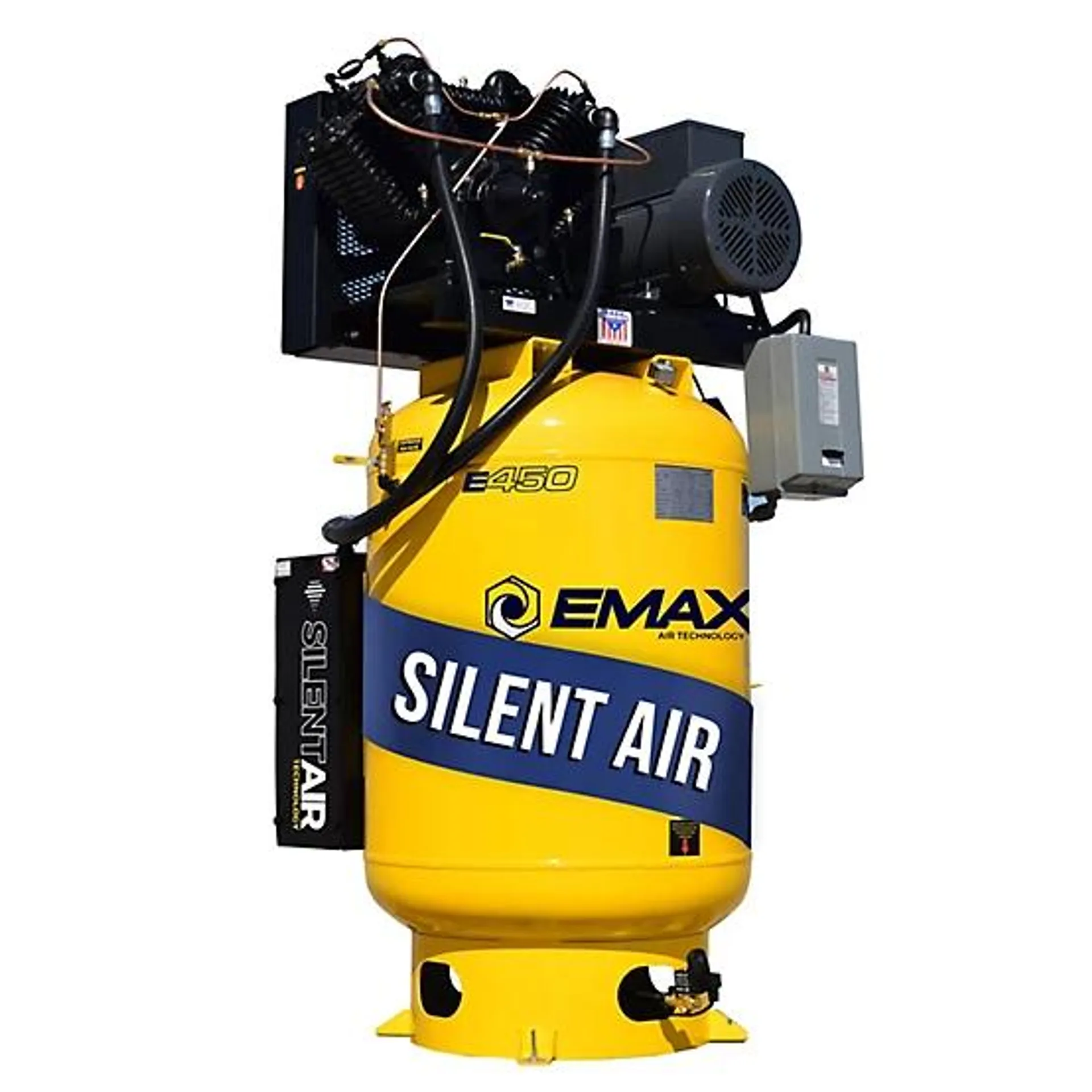 10 HP 120 gal. 2-Stage Industrial V4 Pressure Lubricated Pump Plus SILENT Air Compressor, 175 PSI, 1-Phase