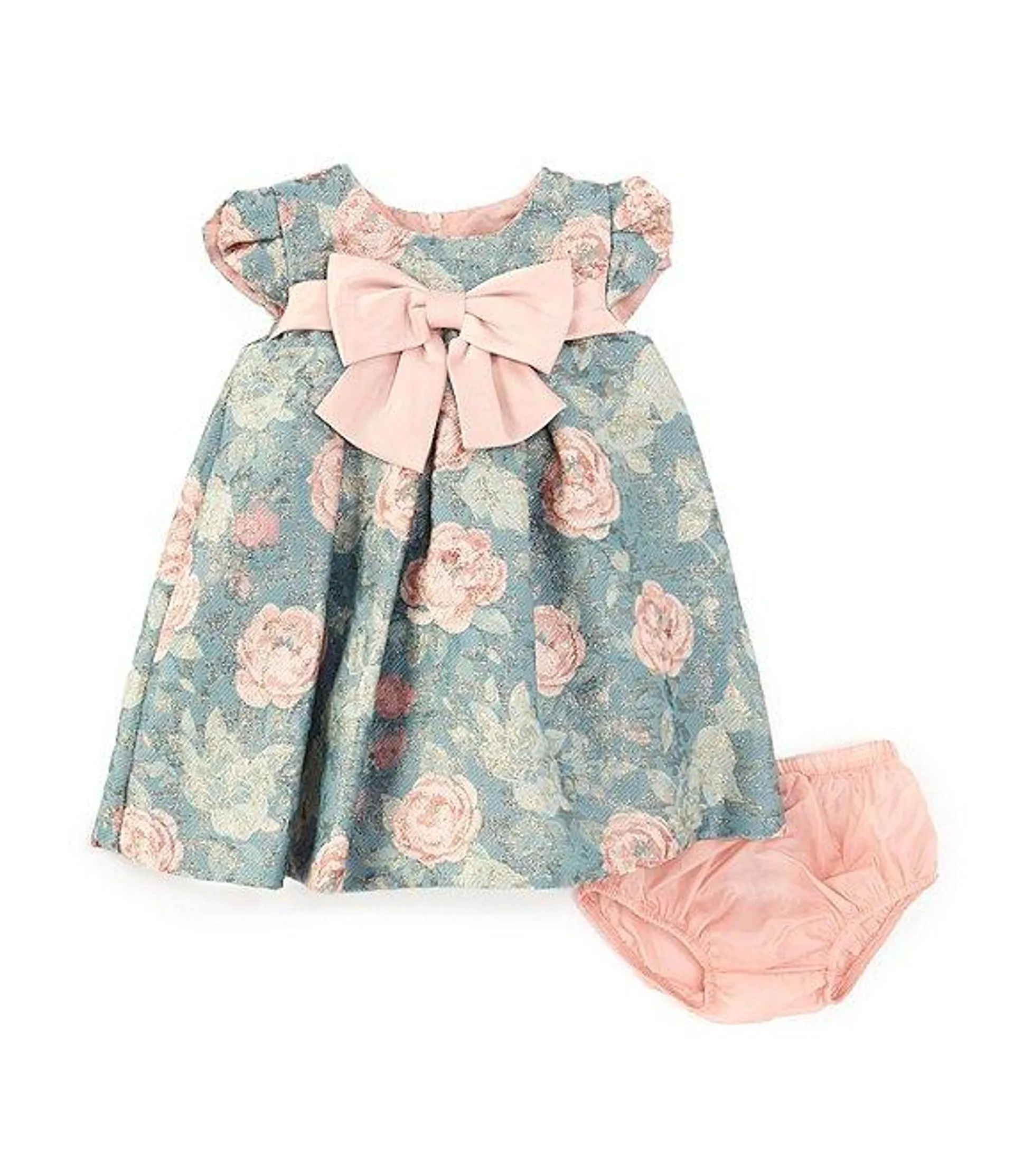 Baby Girls Newborn-24 Months Petal Sleeve Floral Jacquard Fit & Flare Dress