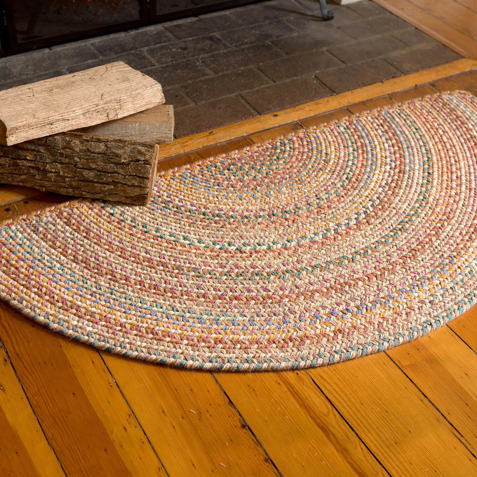 Blue Ridge Half Round Wool Braided Rug, 2' x 4'