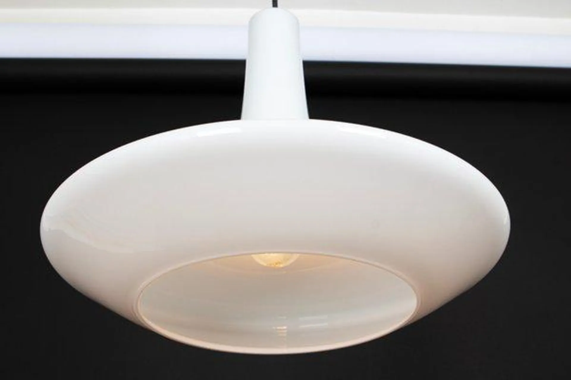 White Opal Glass Pendant Light from Peill & Putzler, Germany, 1970s