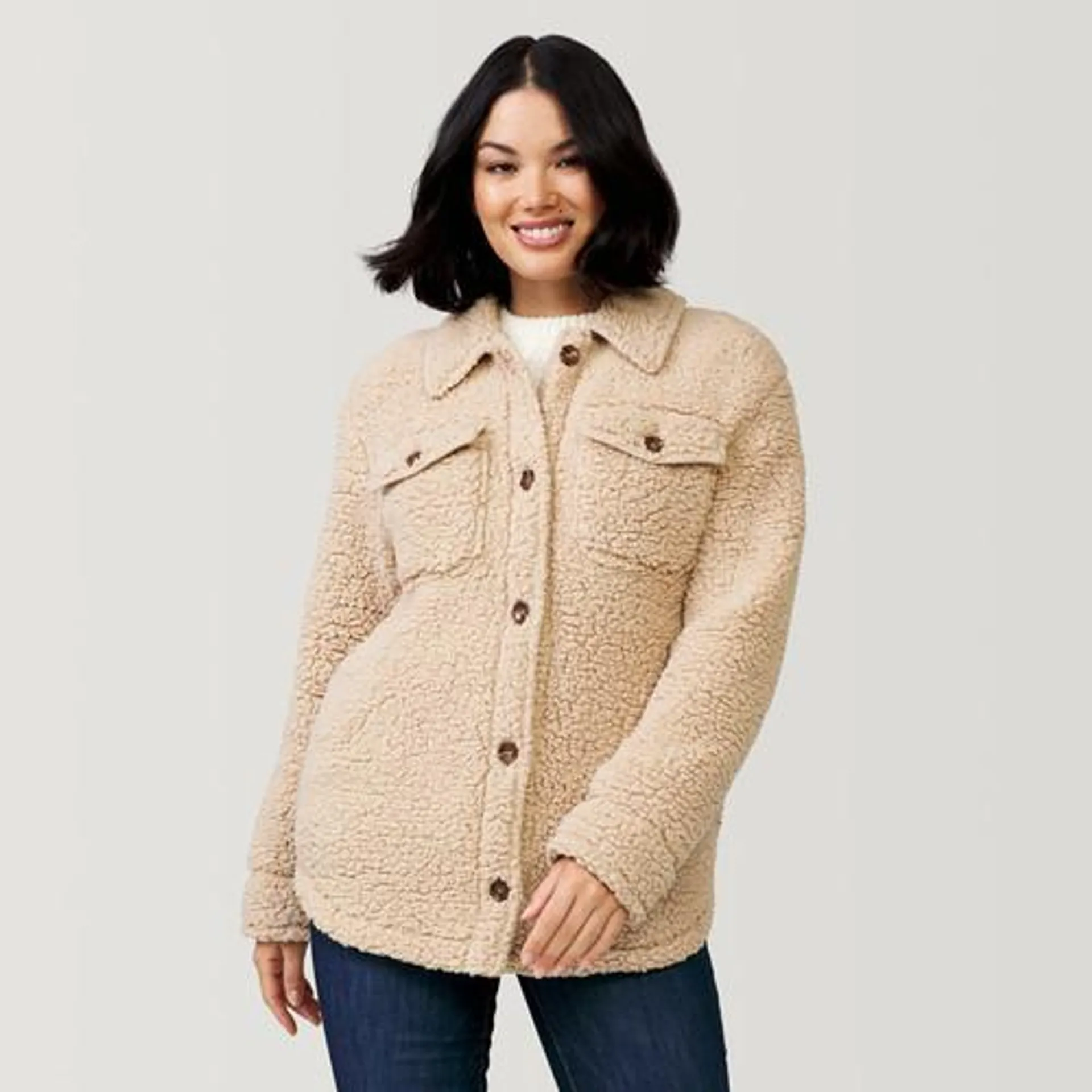 Free Country Women's Sherpa Lightweight Button Shirt Jacket