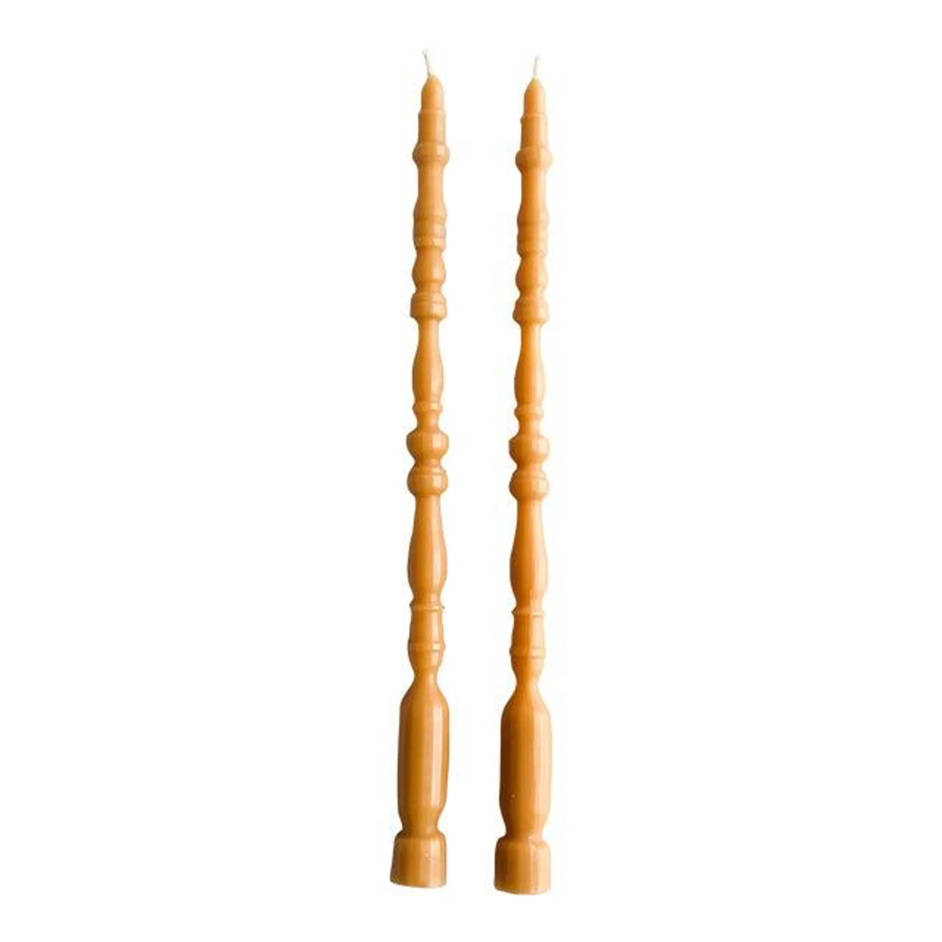 Spindle Leg Tapers Beeswax Candles in Oro Goldenrod - a Pair
