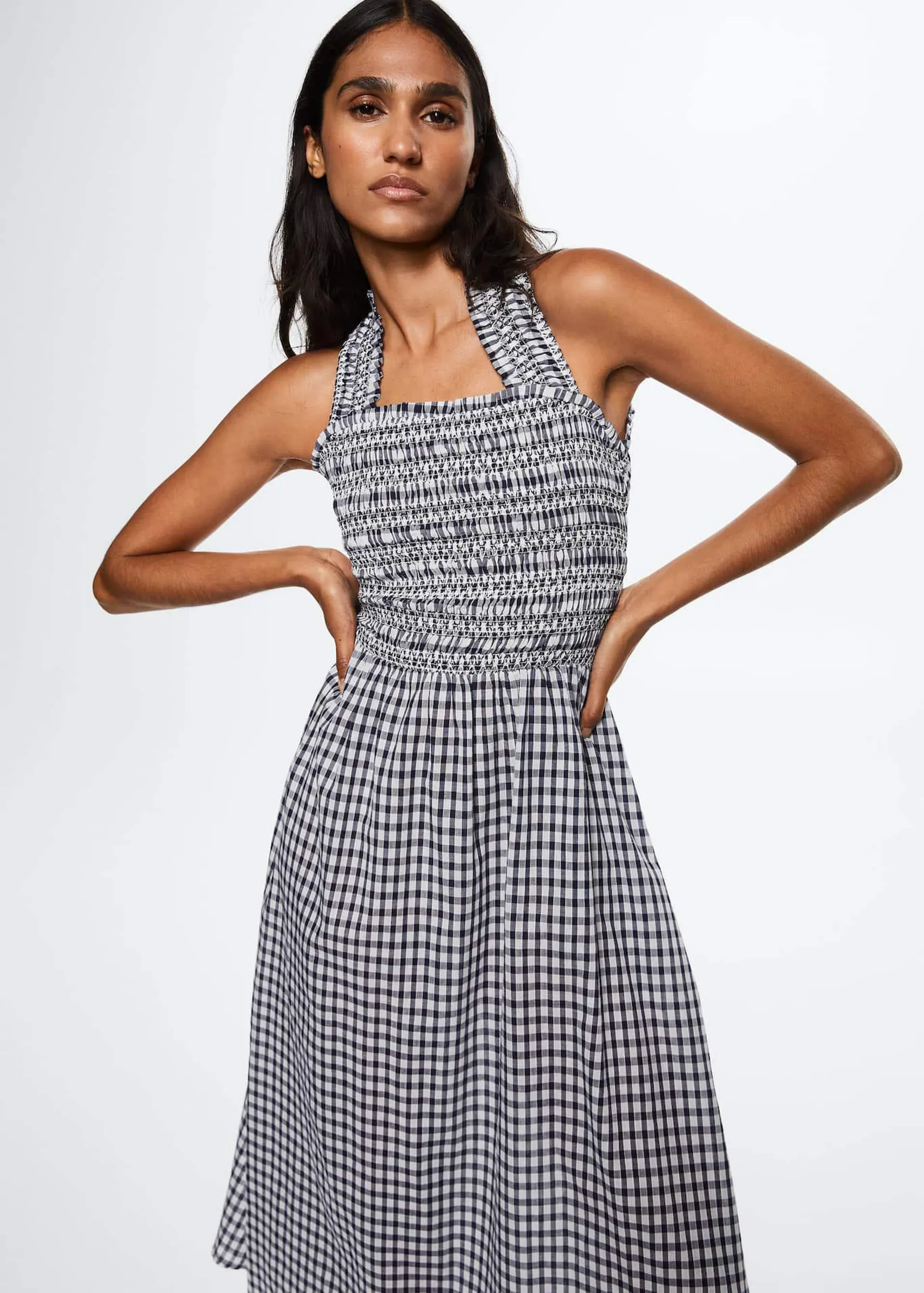 Gingham check cottoned dress