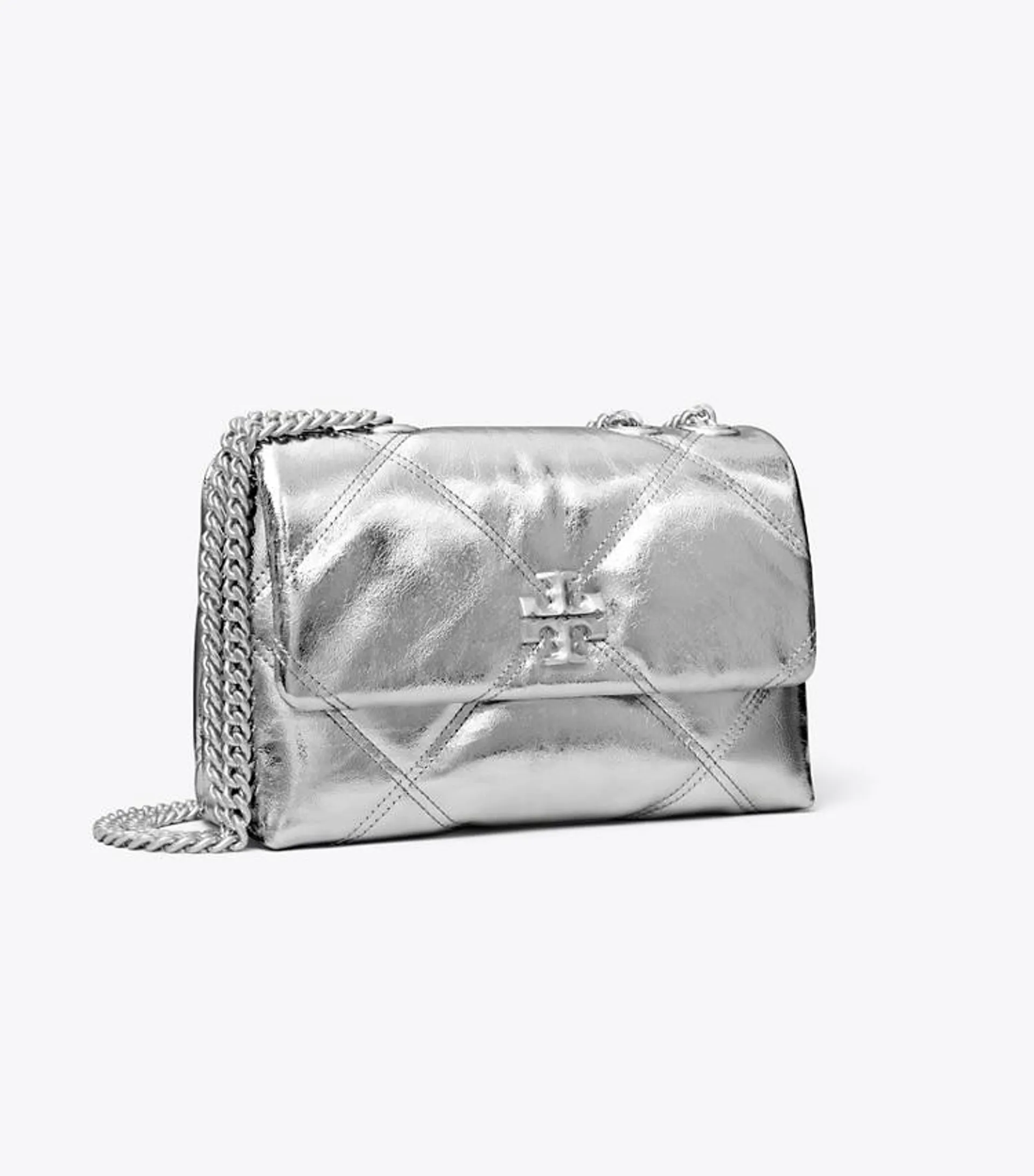 SMALL KIRA DIAMOND QUILT METALLIC CONVERTIBLE SHOULDER BAG