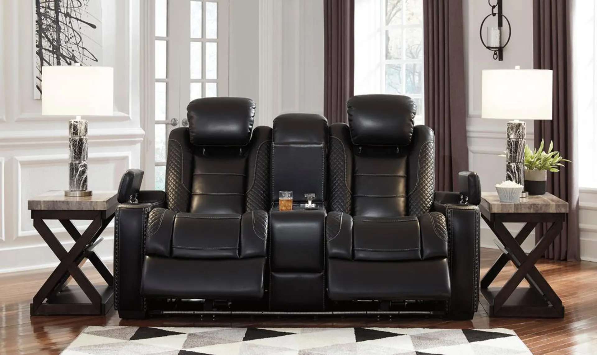 Modern Heritage Adonia Power Reclining Loveseat with Center Console