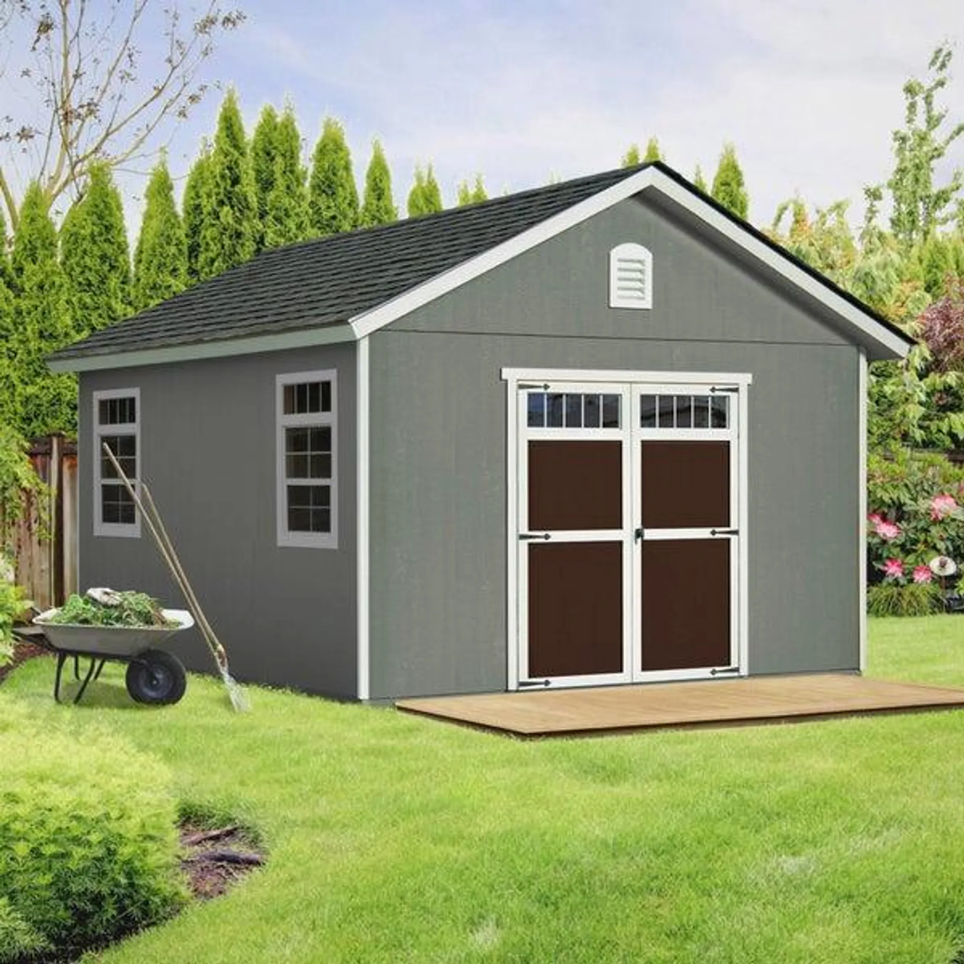 Yardline Piermont 12x16 Wood Storage Shed, Do It Yourself or Installed