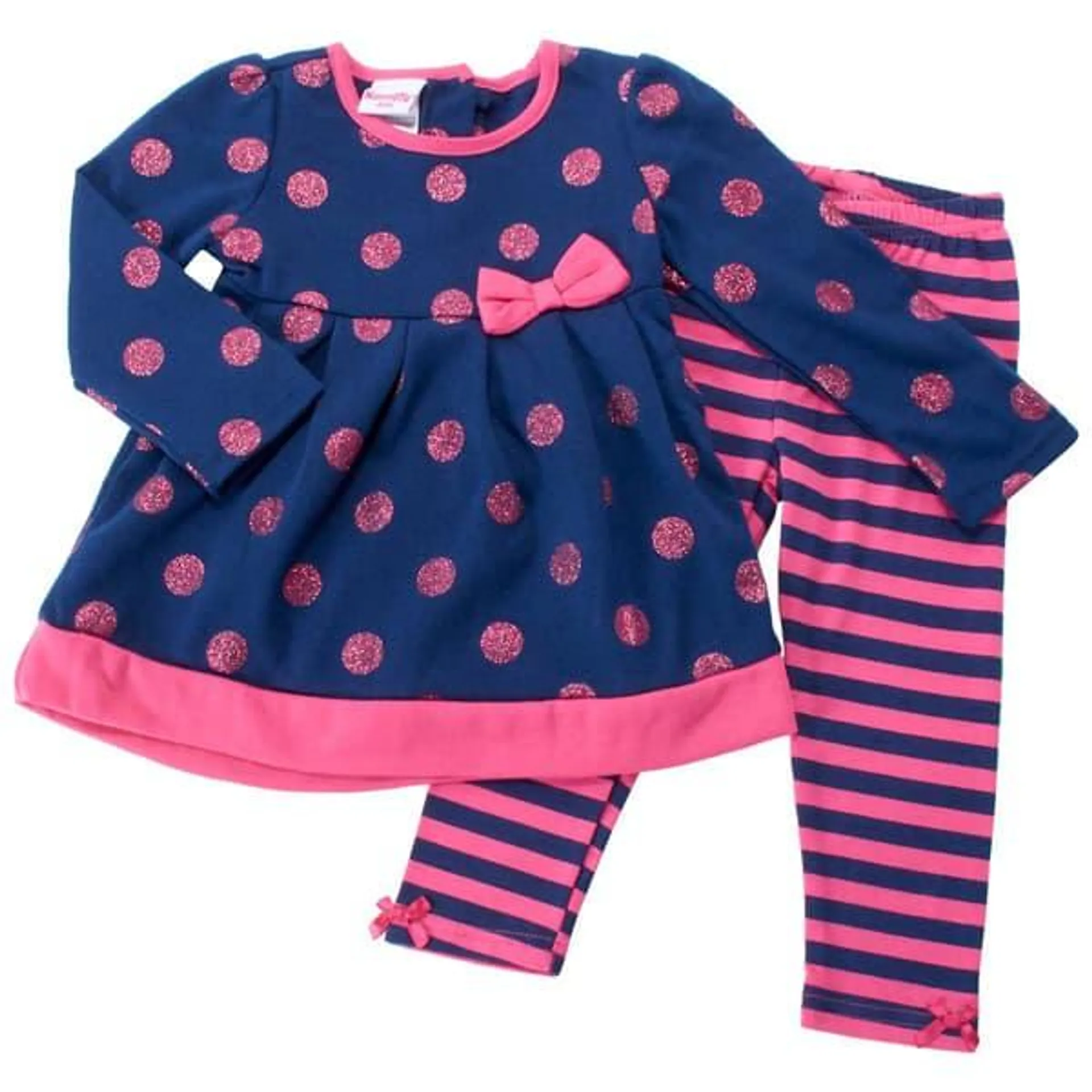 Baby Girl (12-24M) Nannette® Dot Peplum Top & Stripe Leggings Set