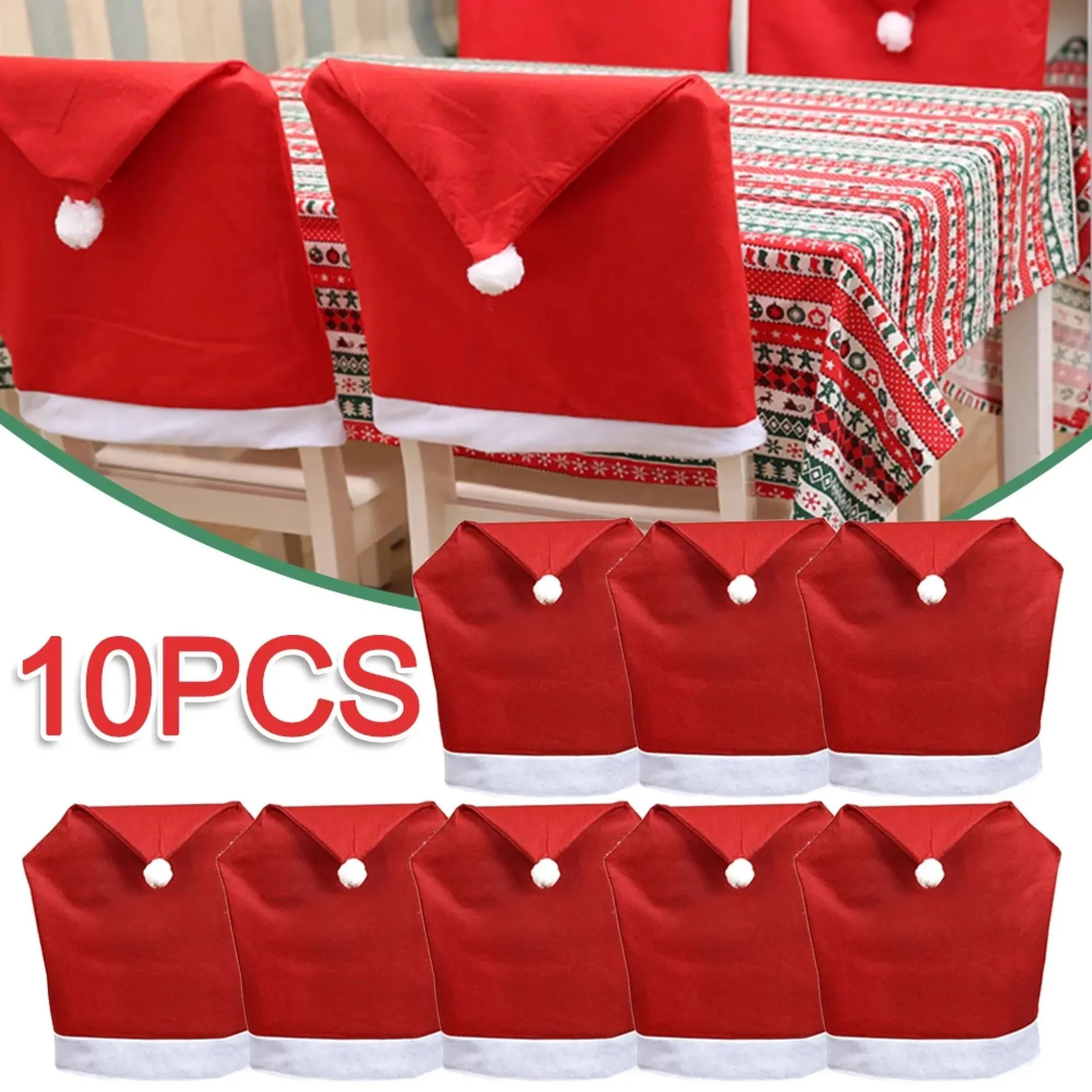 Funda para silla navideña, funda para silla roja no tejida, decoración para mesa navideña, funda para silla de comedor, suministros para fiestas navideñas