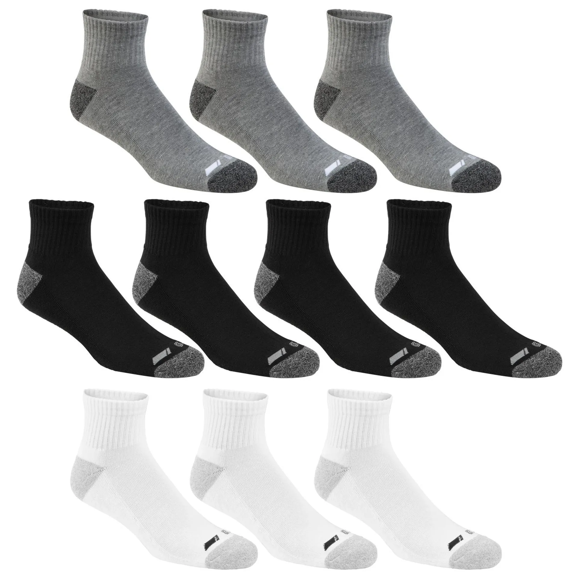 Go Zone Men's Performance Cushion Quarter Socks - 10-Pack